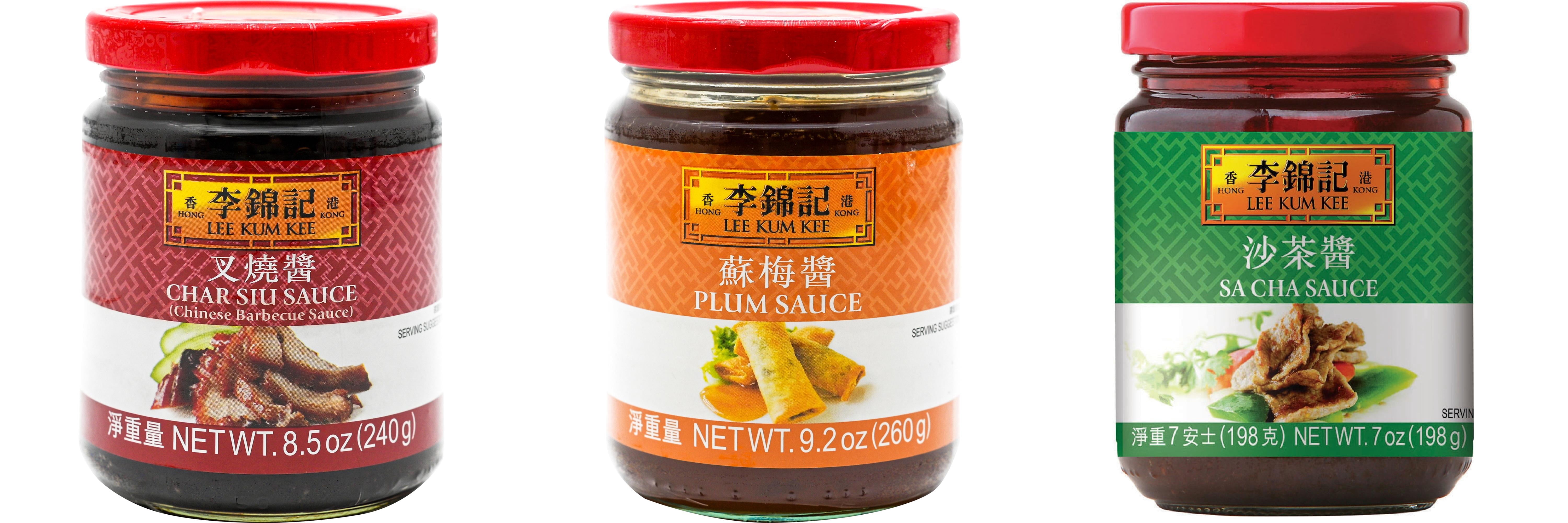 NineChef Brand Spoon Plus 3 Pack Lee Kum Kee Cooking Sauce, 3 Flavors(Char Siu Sauce,Plum Sauce,Sa Cha Sauce)