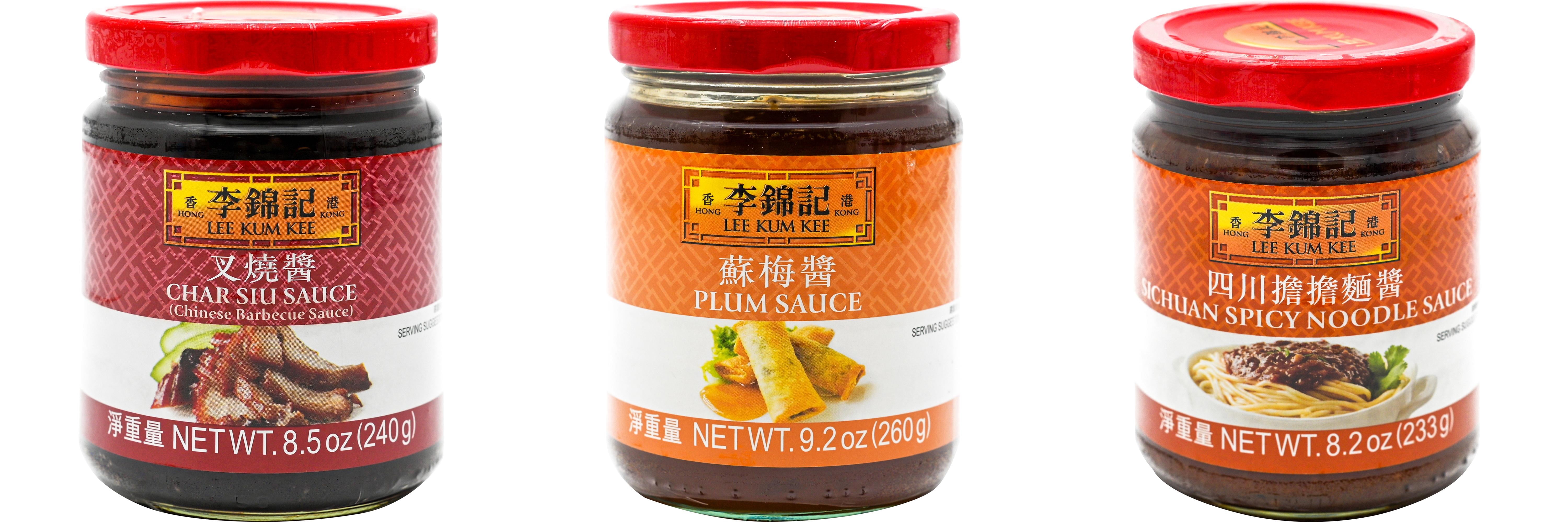 NineChef Brand Spoon Plus 3 Pack Lee Kum Kee Cooking Sauce, 3 Flavors(Char Siu Sauce,Plum Sauce,Sichuan Spicy Noodle Sauce)