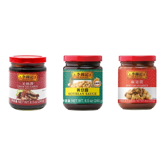 NineChef Brand Spoon Plus 3 Pack Lee Kum Kee Cooking Sauce, 3 Flavors(Char Siu Sauce,Soybean Sauce,Spicy Bean Sauce)