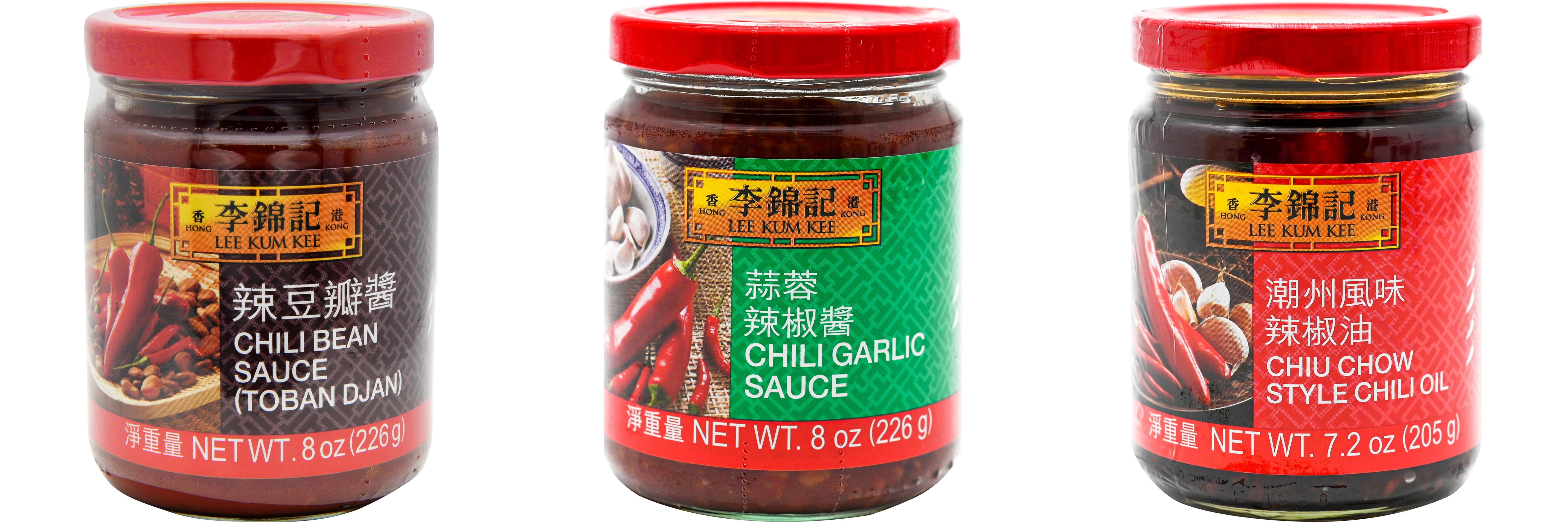 NineChef Brand Spoon Plus 3 Pack Lee Kum Kee Cooking Sauce, 3 Flavors(Chili Bean Sauce,Chili Garlic Sauce,Chiu Chow Chili Oil)