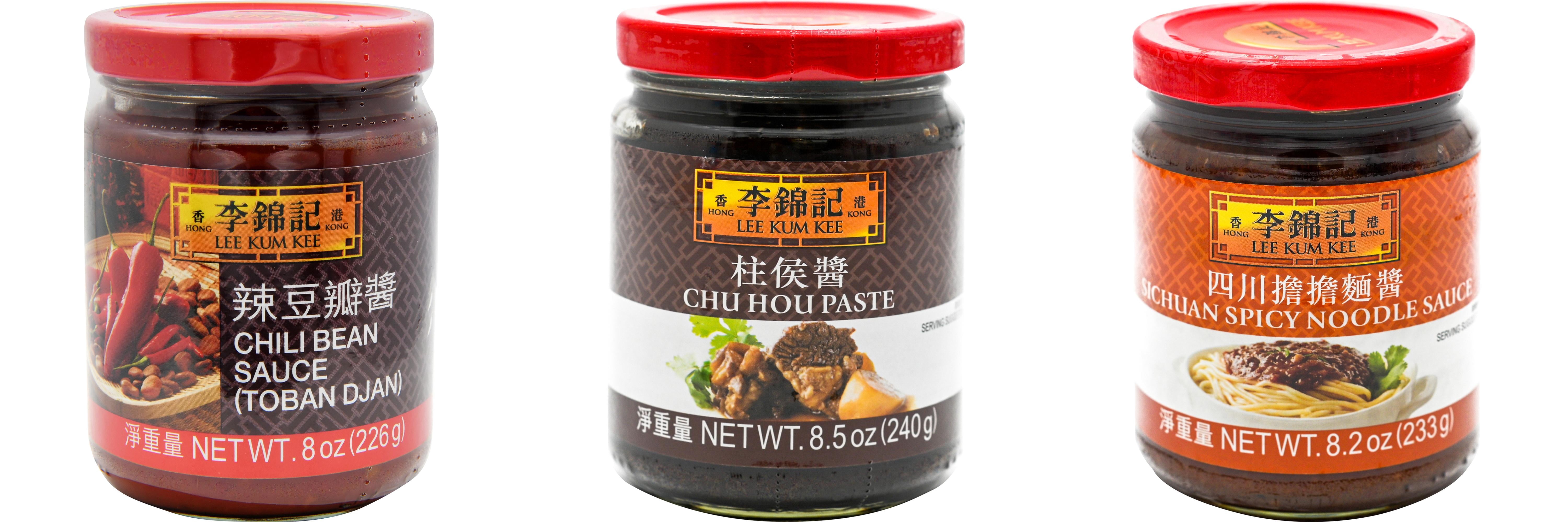 NineChef Brand Spoon Plus 3 Pack Lee Kum Kee Cooking Sauce, 3 Flavors(Chili Bean Sauce,Chu Hou,Sichuan Spicy Noodle Sauce)