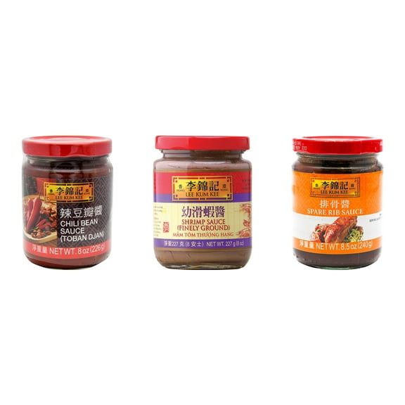 NineChef Brand Spoon Plus 3 Pack Lee Kum Kee Cooking Sauce, 3 Flavors(Chili Bean Sauce,Finely Shrimp,Spare Rib Sauce)