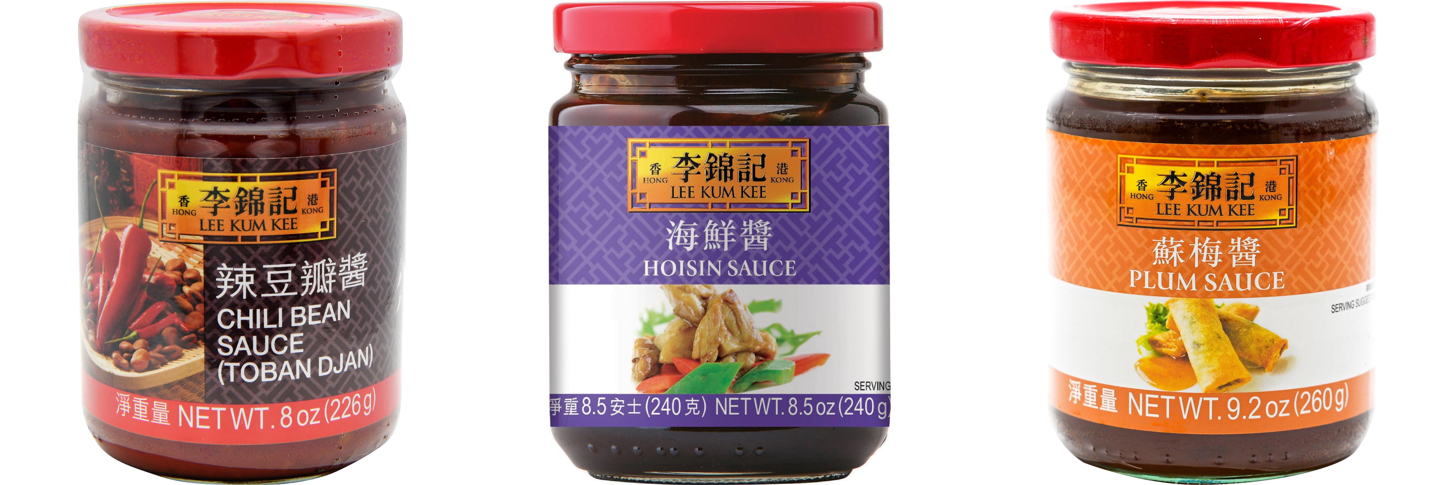 NineChef Brand Spoon Plus 3 Pack Lee Kum Kee Cooking Sauce, 3 Flavors(Chili Bean Sauce,Hoisin Sauce,Plum Sauce)