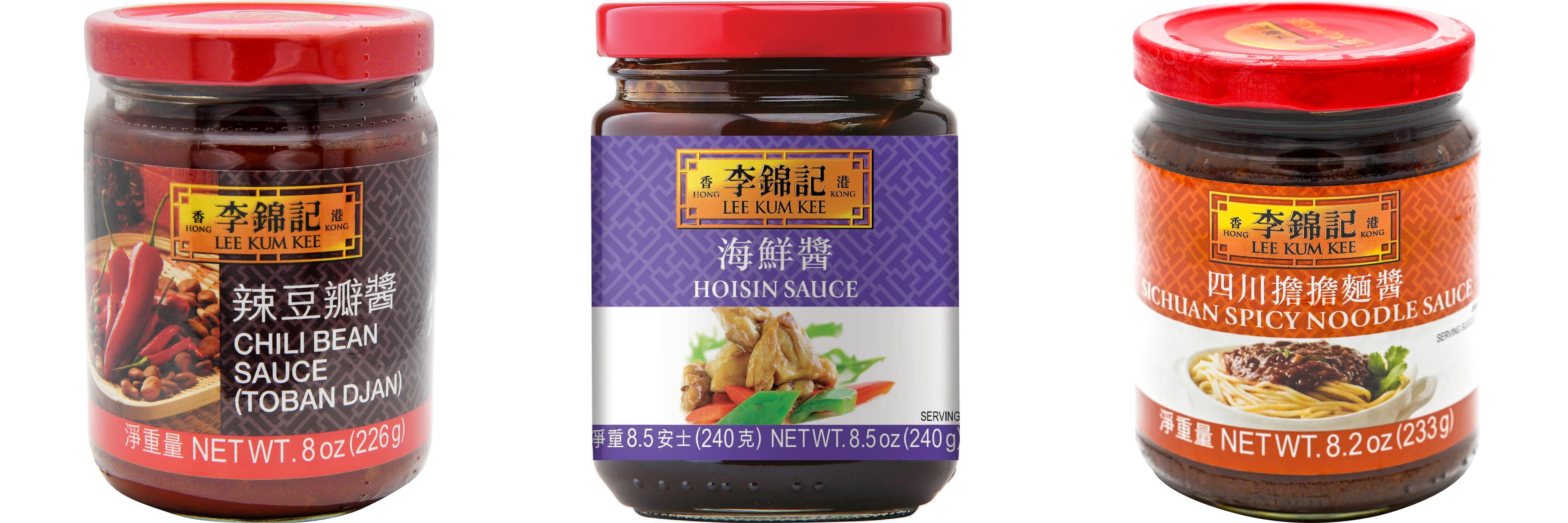 NineChef Brand Spoon Plus 3 Pack Lee Kum Kee Cooking Sauce, 3 Flavors(Chili Bean Sauce,Hoisin Sauce,Sichuan Spicy Noodle Sauce)