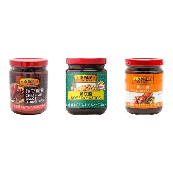 NineChef Brand Spoon Plus 3 Pack Lee Kum Kee Cooking Sauce, 3 Flavors(Chili Bean Sauce,Soybean Sauce,Spare Rib Sauce)