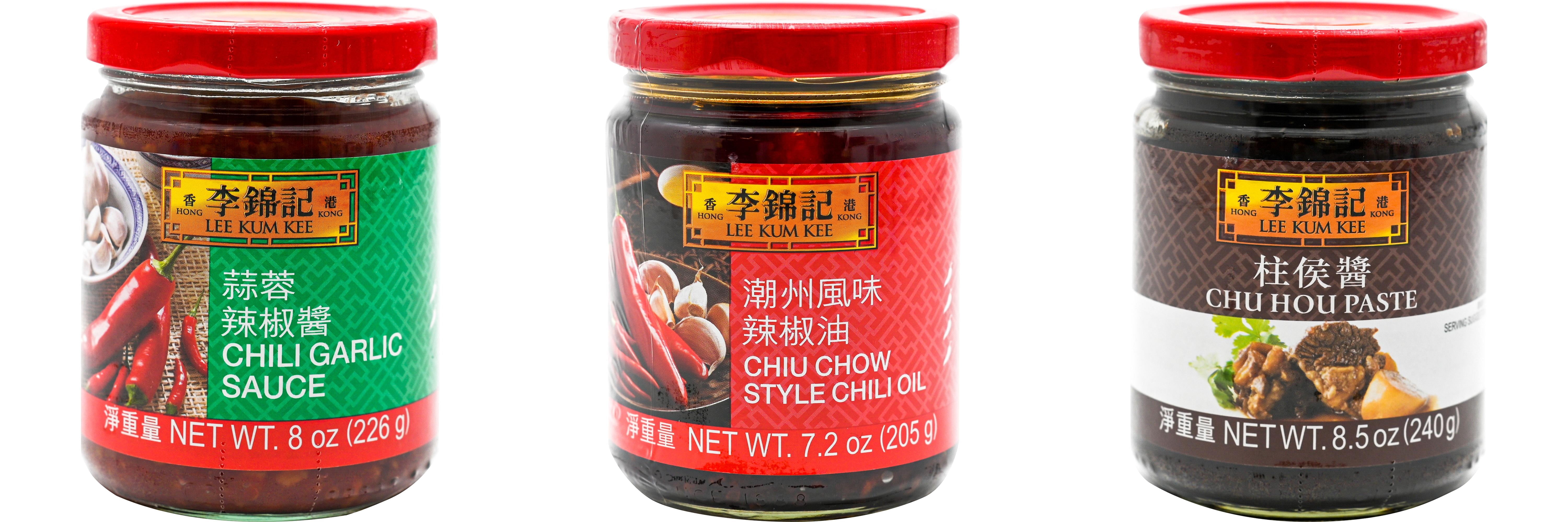 NineChef Brand Spoon Plus 3 Pack Lee Kum Kee Cooking Sauce, 3 Flavors(Chili Garlic Sauce,Chiu Chow Chili Oil,Chu Hou)