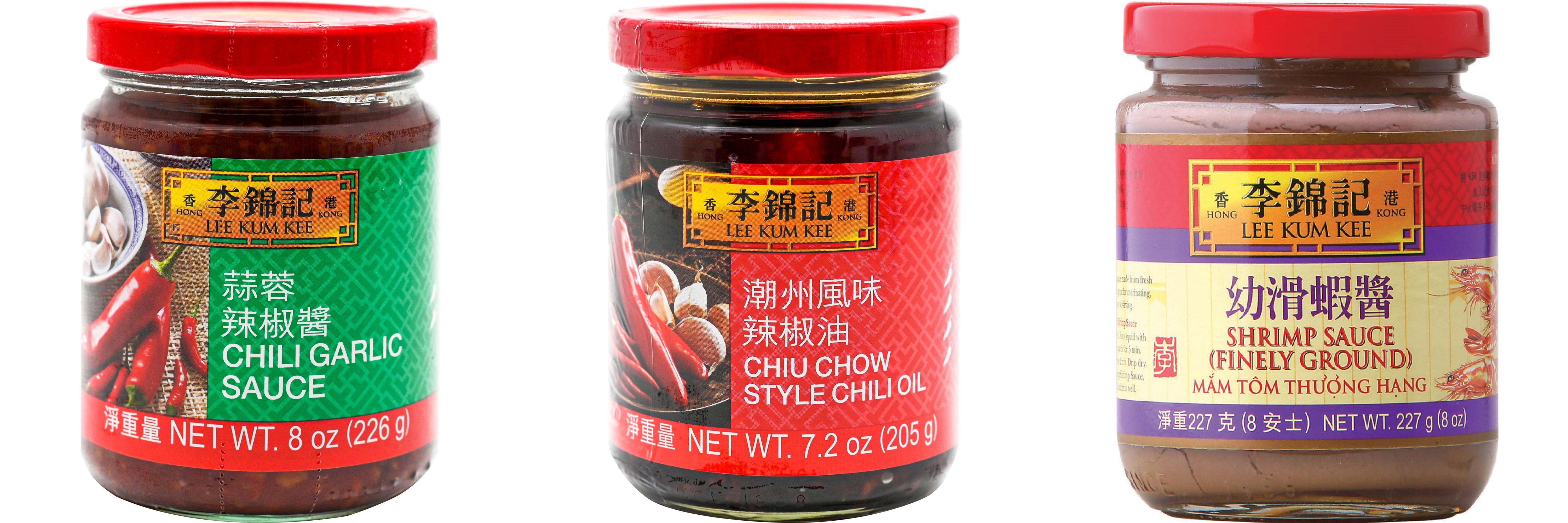 NineChef Brand Spoon Plus 3 Pack Lee Kum Kee Cooking Sauce, 3 Flavors(Chili Garlic Sauce,Chiu Chow Chili Oil,Finely Shrimp)
