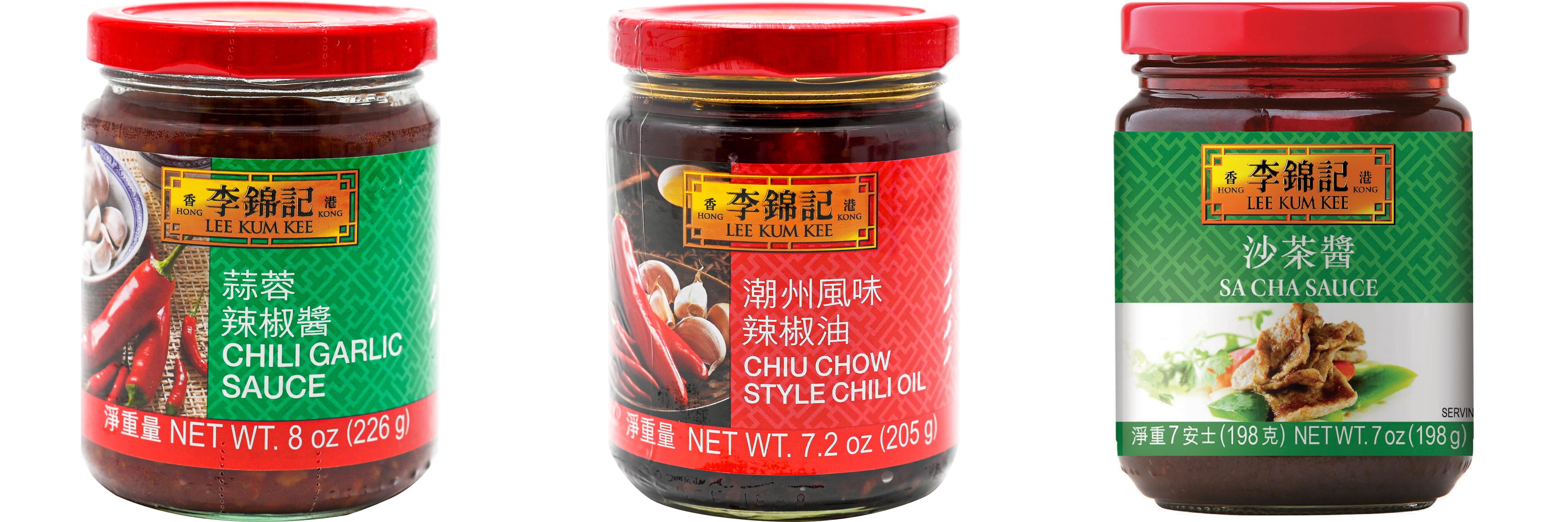 NineChef Brand Spoon Plus 3 Pack Lee Kum Kee Cooking Sauce, 3 Flavors(Chili Garlic Sauce,Chiu Chow Chili Oil,Sa Cha Sauce)
