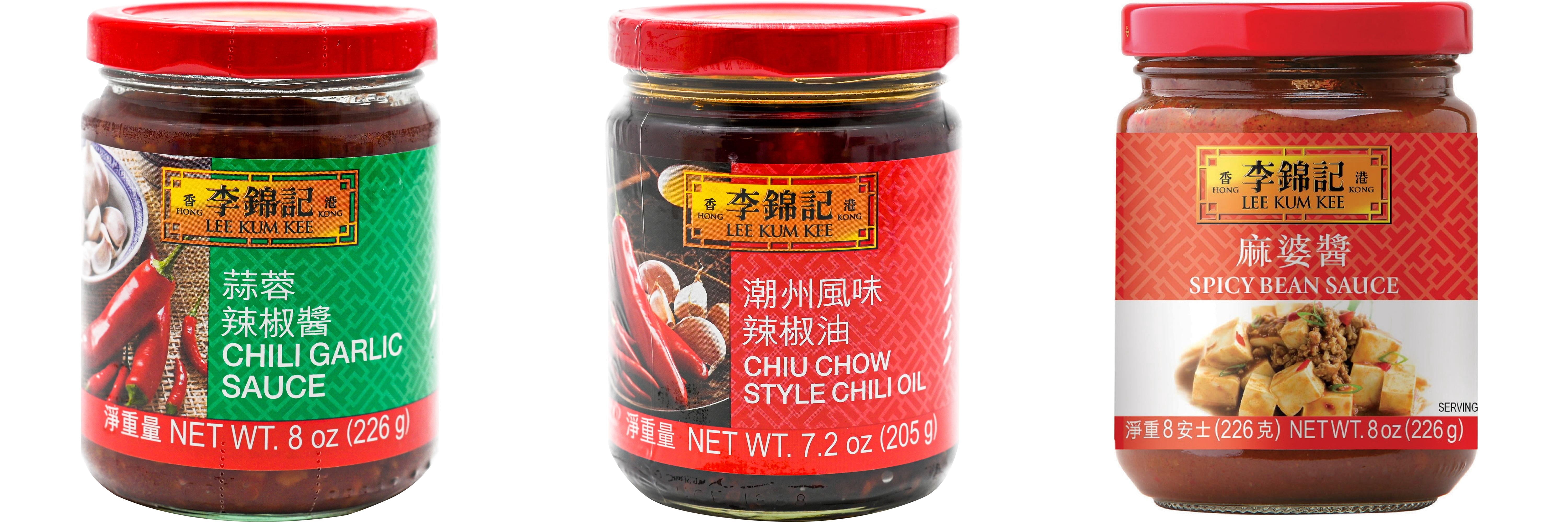 NineChef Brand Spoon Plus 3 Pack Lee Kum Kee Cooking Sauce, 3 Flavors(Chili Garlic Sauce,Chiu Chow Chili Oil,Spicy Bean Sauce)