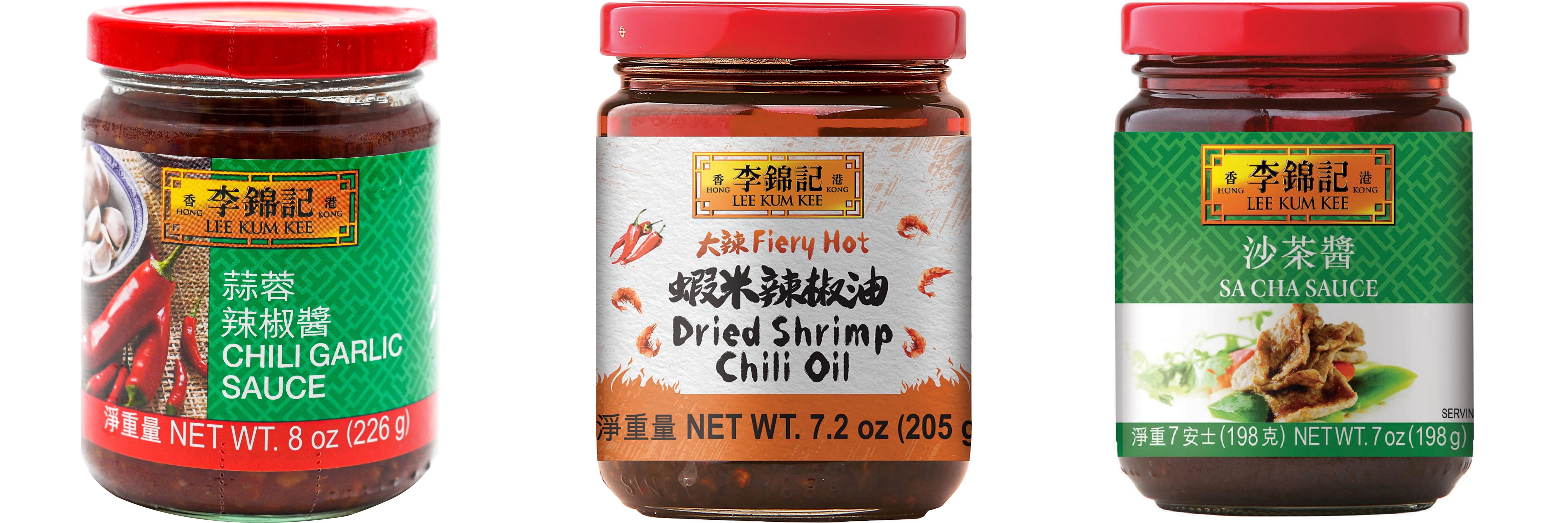 NineChef Brand Spoon Plus 3 Pack Lee Kum Kee Cooking Sauce, 3 Flavors(Chili Garlic Sauce,Dried Shrimp Chili Oil,Sa Cha Sauce)