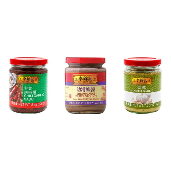 NineChef Brand Spoon Plus 3 Pack Lee Kum Kee Cooking Sauce, 3 Flavors(Chili Garlic Sauce,Finely Shrimp,Minced Garlic Sauce)