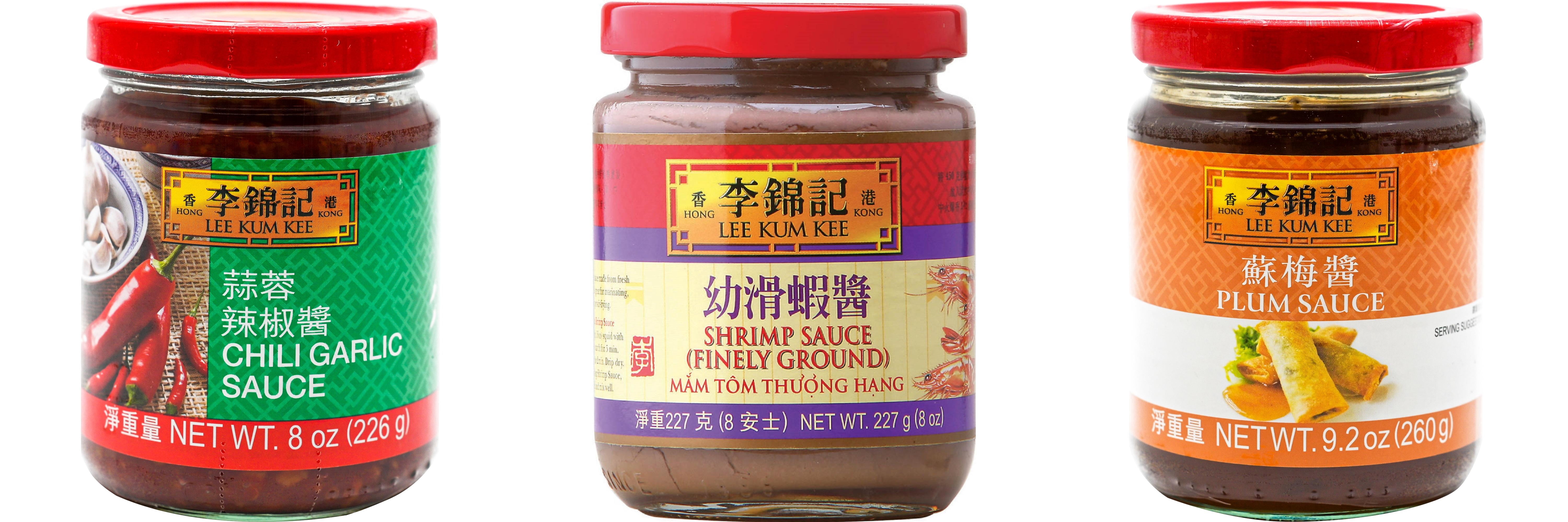 NineChef Brand Spoon Plus 3 Pack Lee Kum Kee Cooking Sauce, 3 Flavors(Chili Garlic Sauce,Finely Shrimp,Plum Sauce)