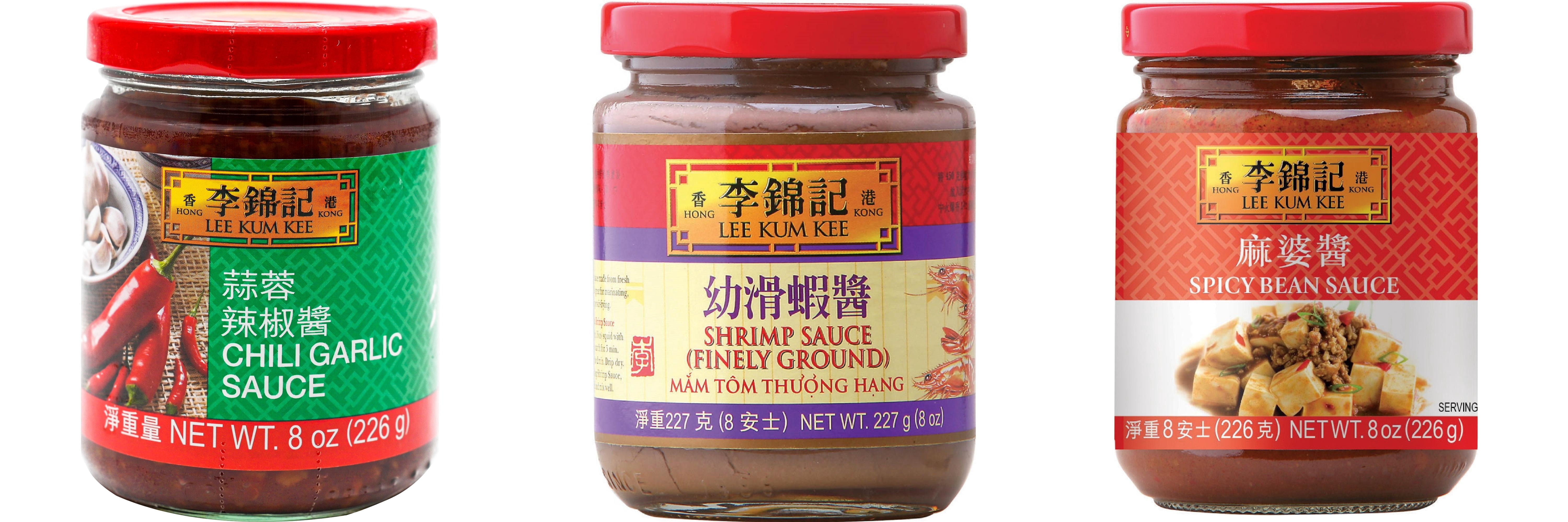 NineChef Brand Spoon Plus 3 Pack Lee Kum Kee Cooking Sauce, 3 Flavors(Chili Garlic Sauce,Finely Shrimp,Spicy Bean Sauce)