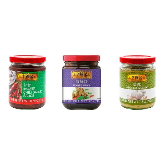 NineChef Brand Spoon Plus 3 Pack Lee Kum Kee Cooking Sauce, 3 Flavors(Chili Garlic Sauce,Hoisin Sauce,Minced Garlic Sauce)