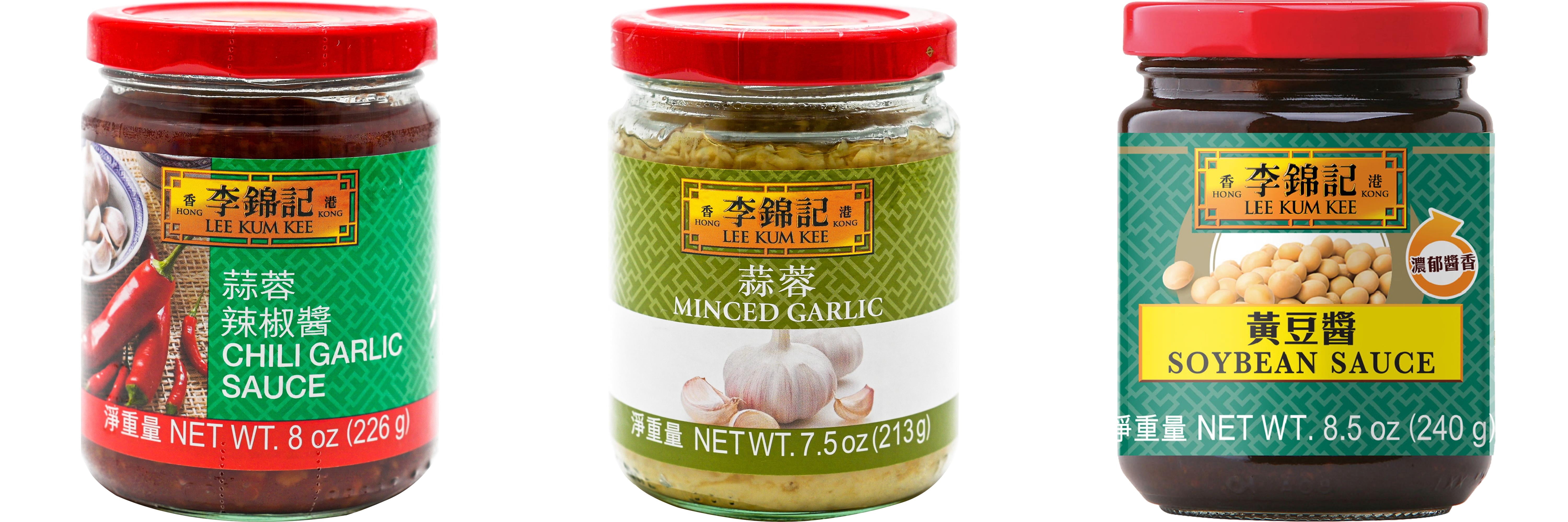 NineChef Brand Spoon Plus 3 Pack Lee Kum Kee Cooking Sauce, 3 Flavors(Chili Garlic Sauce,Minced Garlic Sauce,Soybean Sauce)