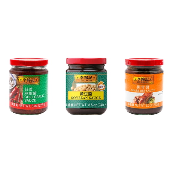 NineChef Brand Spoon Plus 3 Pack Lee Kum Kee Cooking Sauce, 3 Flavors(Chili Garlic Sauce,Soybean Sauce,Spare Rib Sauce)