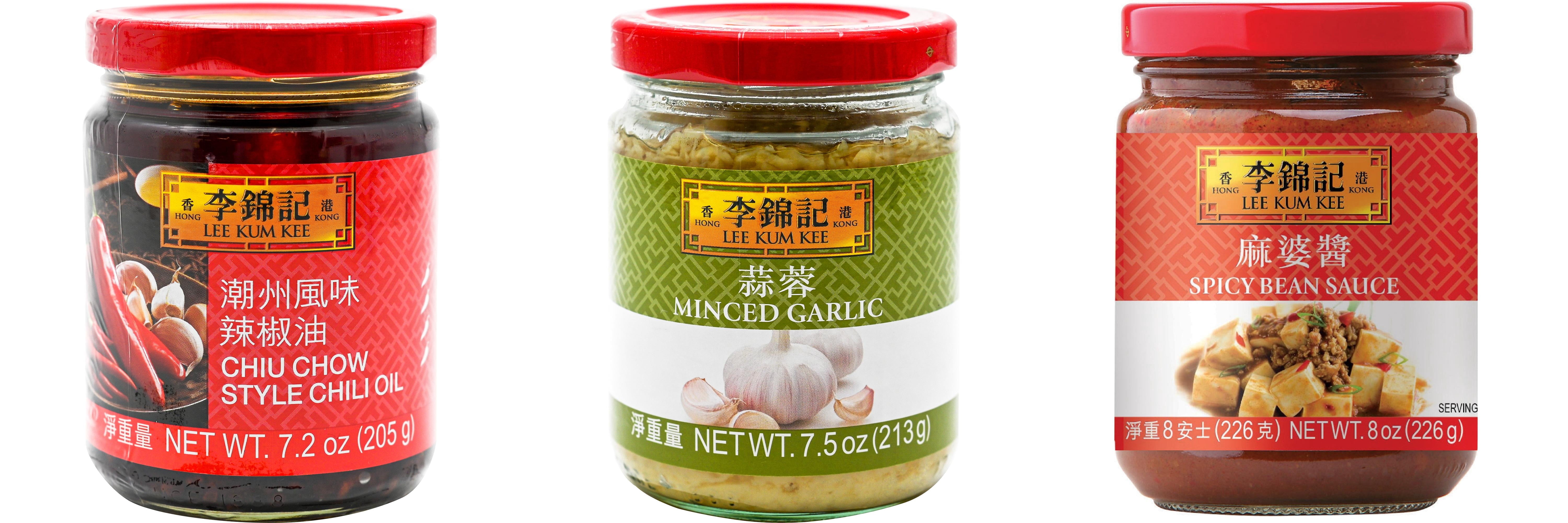 NineChef Brand Spoon Plus 3 Pack Lee Kum Kee Cooking Sauce, 3 Flavors(Chiu Chow Chili Oil,Minced Garlic Sauce,Spicy Bean Sauce)