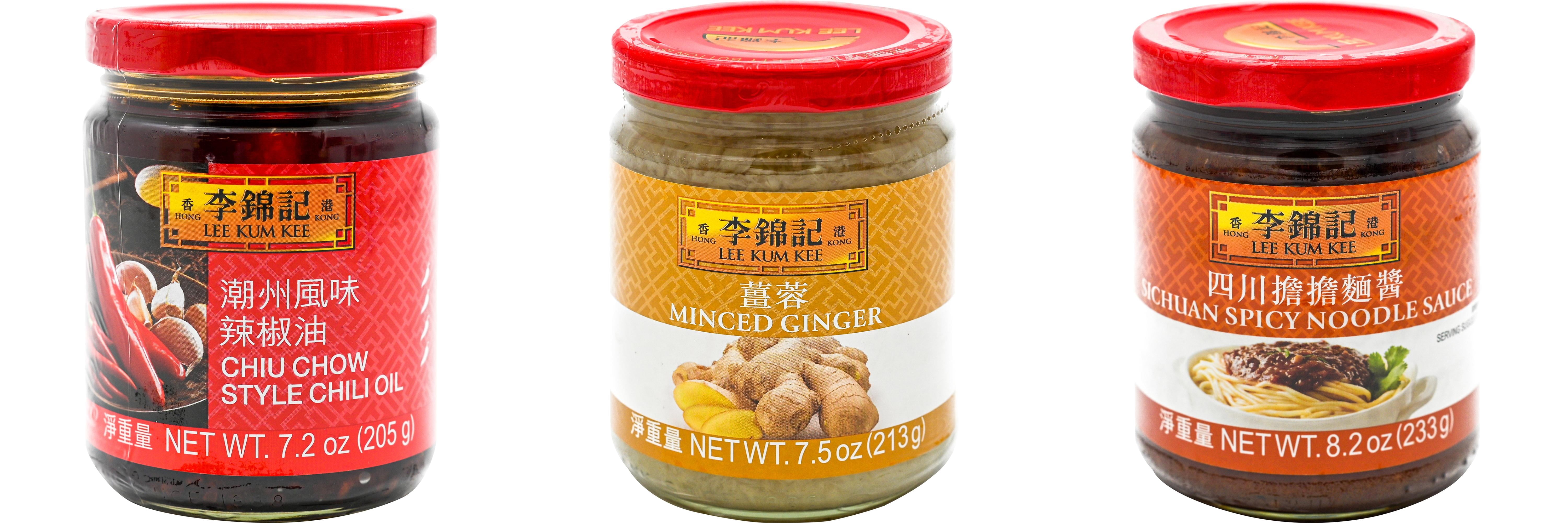 NineChef Brand Spoon Plus 3 Pack Lee Kum Kee Cooking Sauce, 3 Flavors(Chiu Chow Chili Oil,Minced Ginger Sauce,Sichuan Spicy Noodle Sauce)