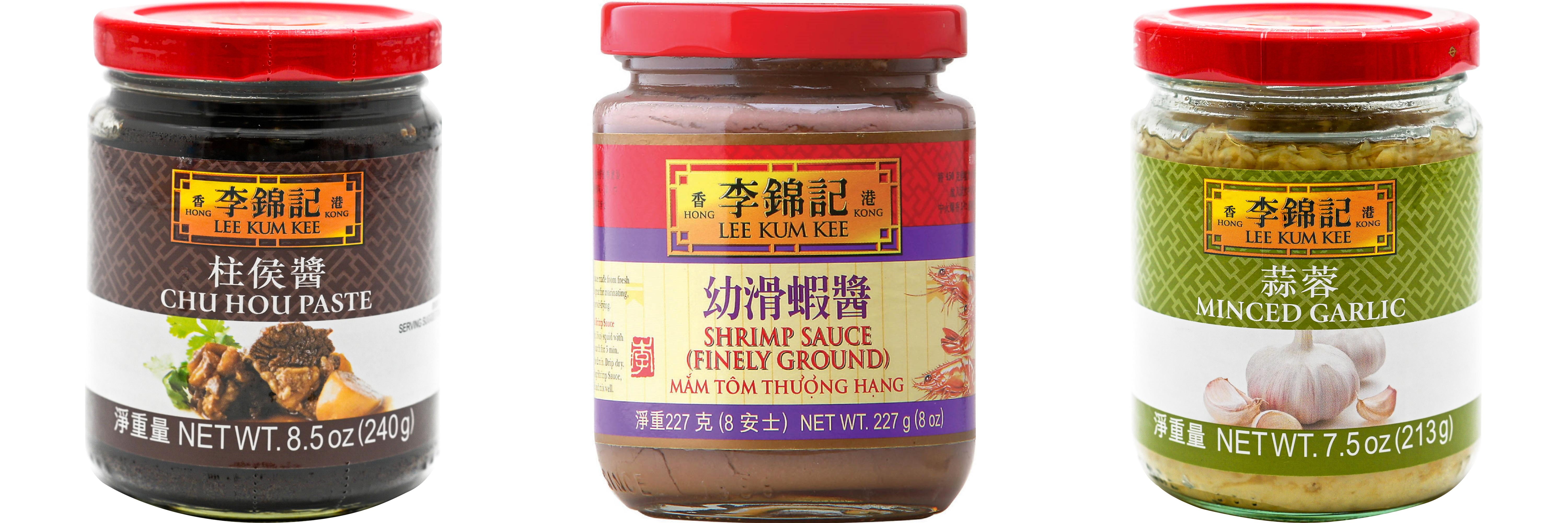 NineChef Brand Spoon Plus 3 Pack Lee Kum Kee Cooking Sauce, 3 Flavors(Chu Hou,Finely Shrimp,Minced Garlic Sauce)