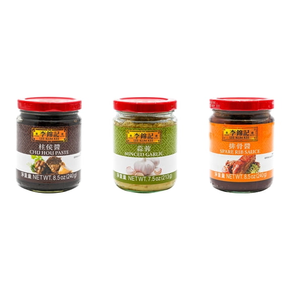 NineChef Brand Spoon Plus 3 Pack Lee Kum Kee Cooking Sauce, 3 Flavors(Chu Hou,Minced Garlic Sauce,Spare Rib Sauce)