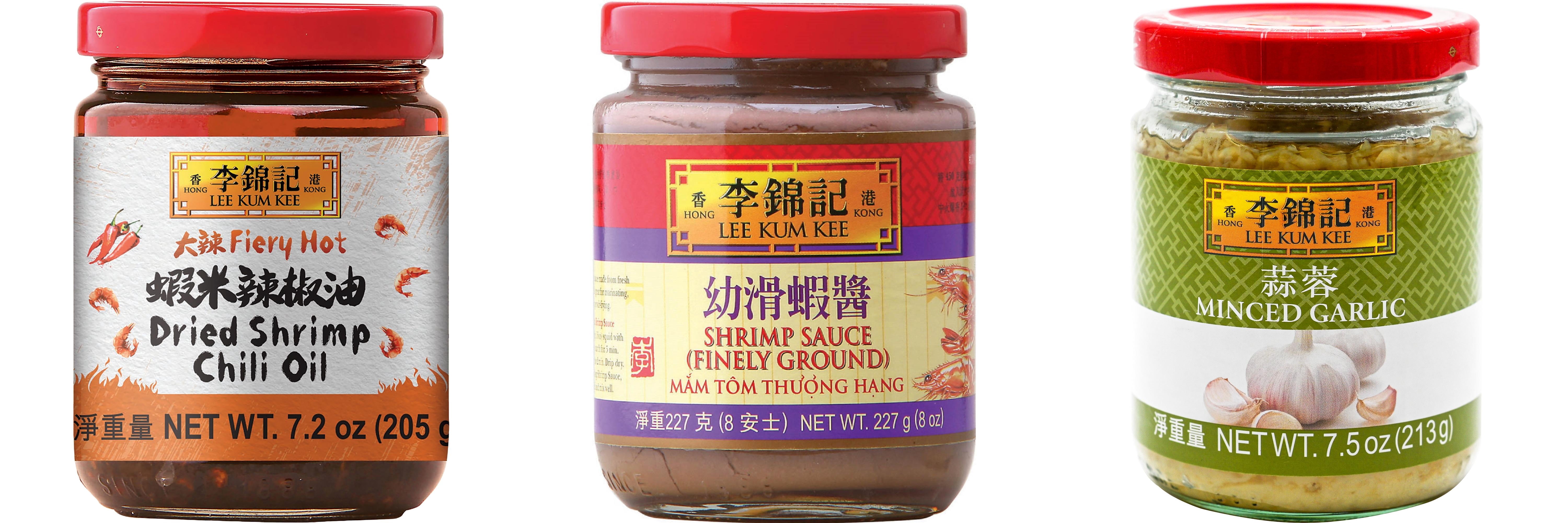 NineChef Brand Spoon Plus 3 Pack Lee Kum Kee Cooking Sauce, 3 Flavors(Dried Shrimp Chili Oil,Finely Shrimp,Minced Garlic Sauce)
