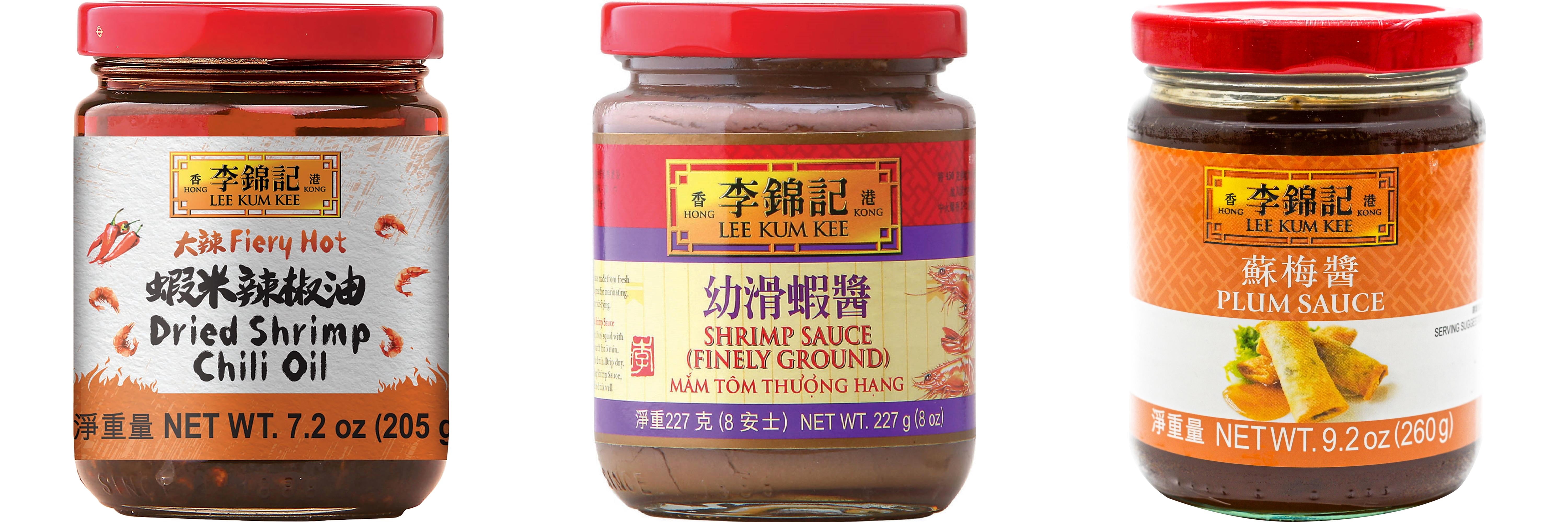NineChef Brand Spoon Plus 3 Pack Lee Kum Kee Cooking Sauce, 3 Flavors(Dried Shrimp Chili Oil,Finely Shrimp,Plum Sauce)