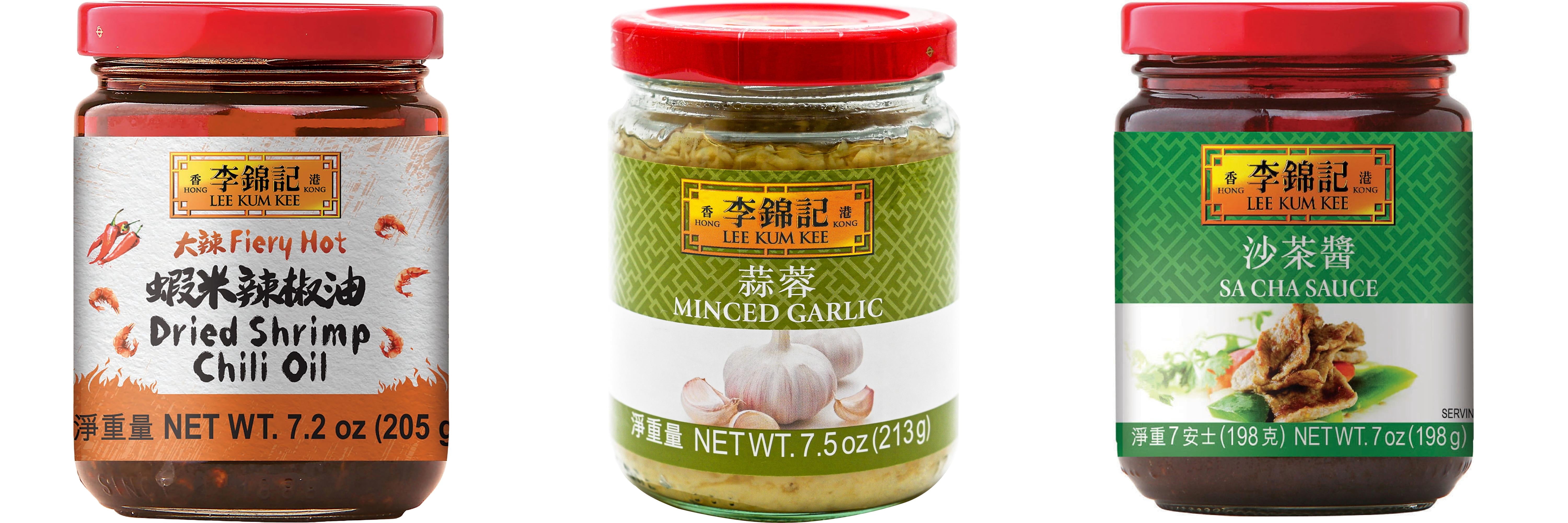 NineChef Brand Spoon Plus 3 Pack Lee Kum Kee Cooking Sauce, 3 Flavors(Dried Shrimp Chili Oil,Minced Garlic Sauce,Sa Cha Sauce)