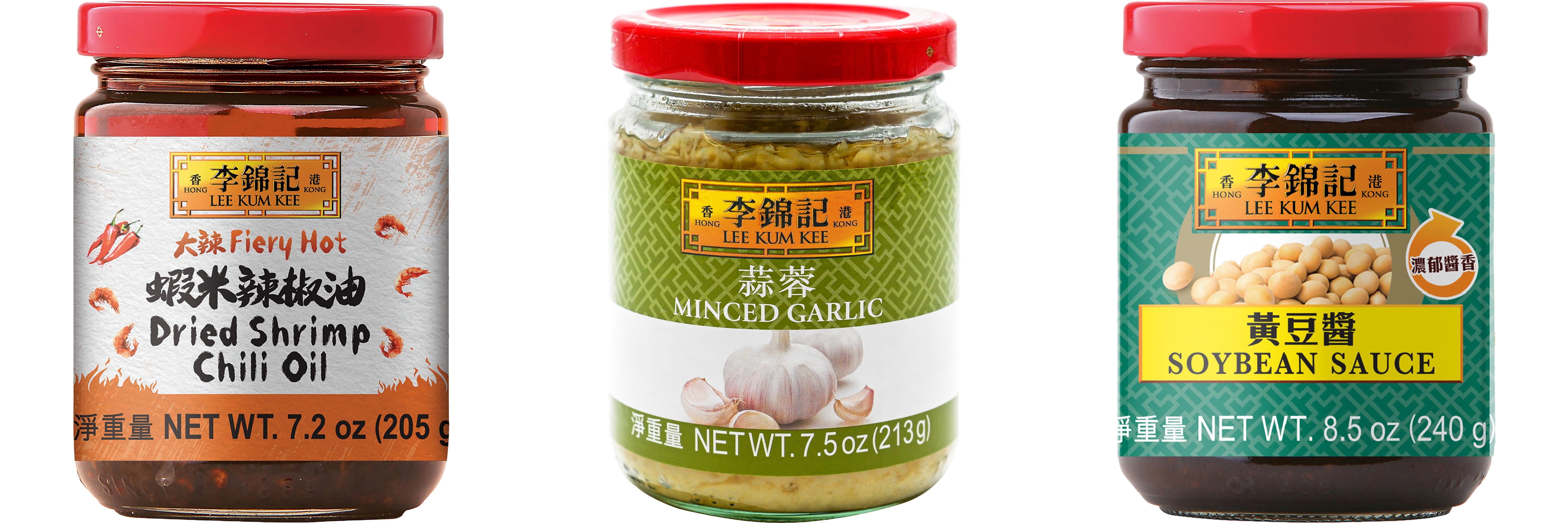 NineChef Brand Spoon Plus 3 Pack Lee Kum Kee Cooking Sauce, 3 Flavors(Dried Shrimp Chili Oil,Minced Garlic Sauce,Soybean Sauce)
