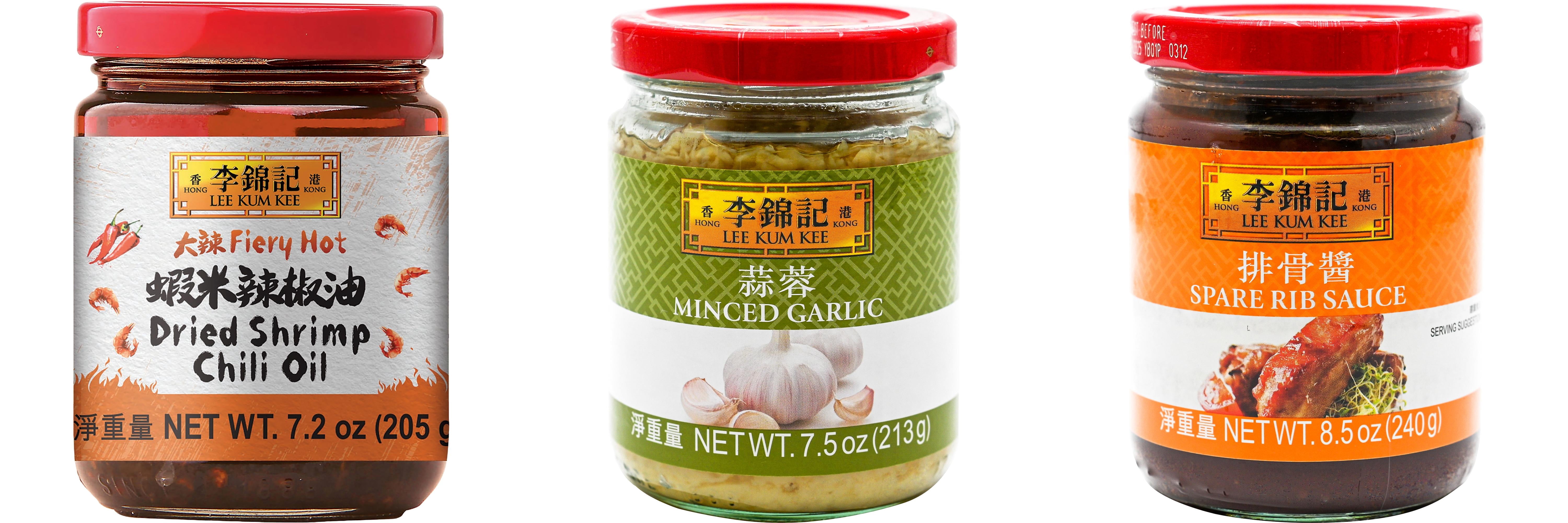 NineChef Brand Spoon Plus 3 Pack Lee Kum Kee Cooking Sauce, 3 Flavors(Dried Shrimp Chili Oil,Minced Garlic Sauce,Spare Rib Sauce)