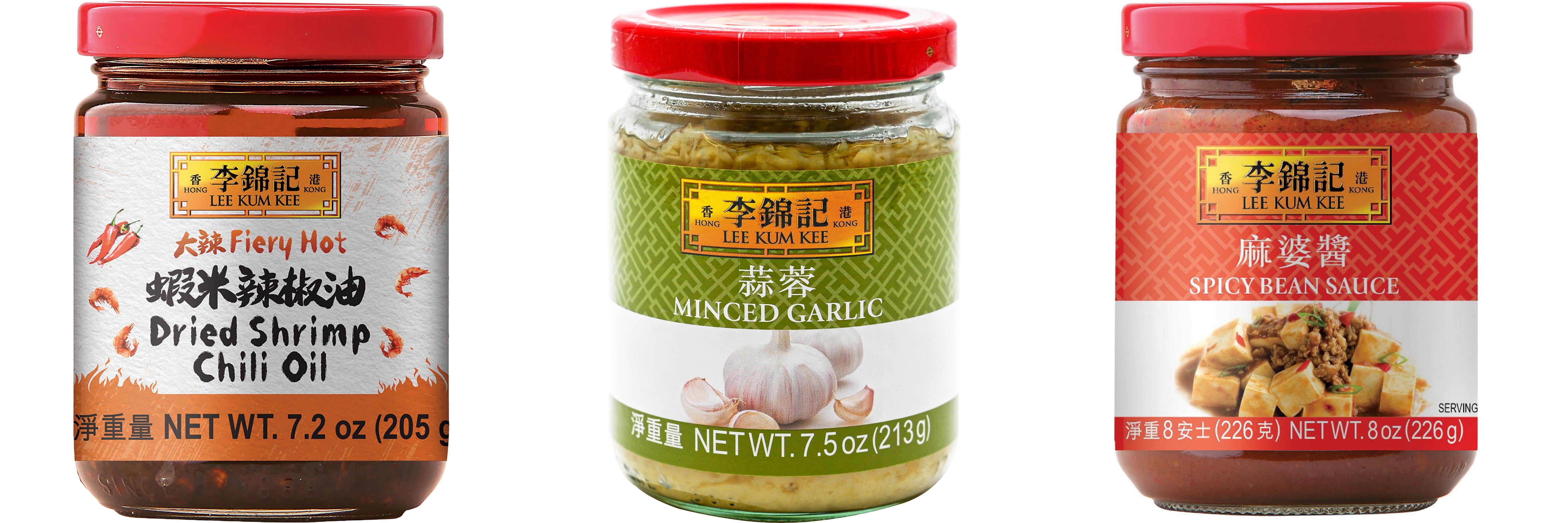 NineChef Brand Spoon Plus 3 Pack Lee Kum Kee Cooking Sauce, 3 Flavors(Dried Shrimp Chili Oil,Minced Garlic Sauce,Spicy Bean Sauce)