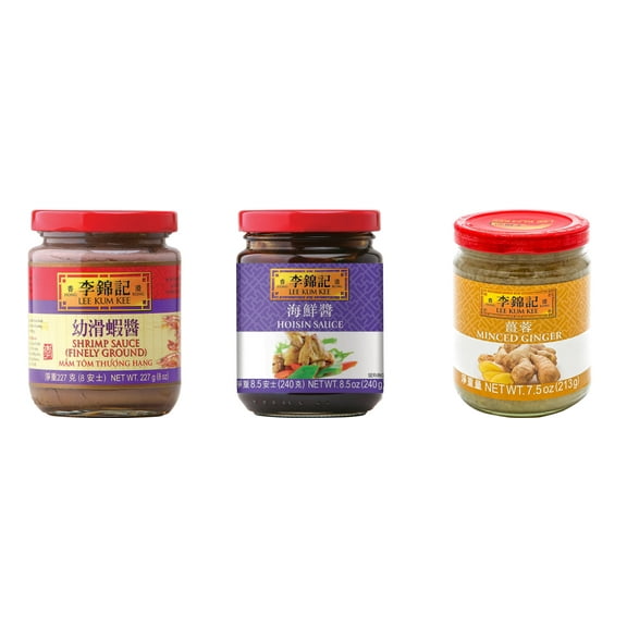 NineChef Brand Spoon Plus 3 Pack Lee Kum Kee Cooking Sauce, 3 Flavors(Finely Shrimp,Hoisin Sauce,Minced Ginger Sauce)
