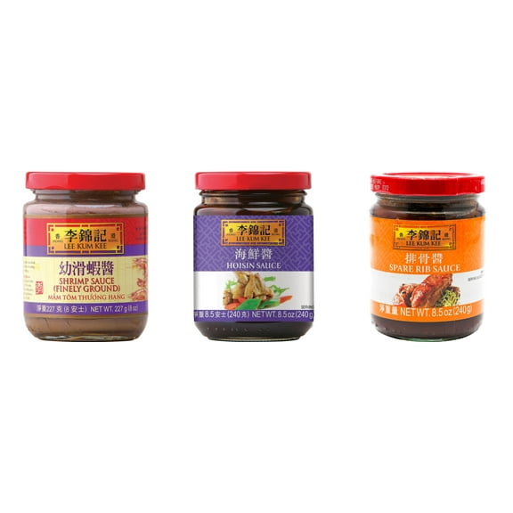 NineChef Brand Spoon Plus 3 Pack Lee Kum Kee Cooking Sauce, 3 Flavors(Finely Shrimp,Hoisin Sauce,Spare Rib Sauce)