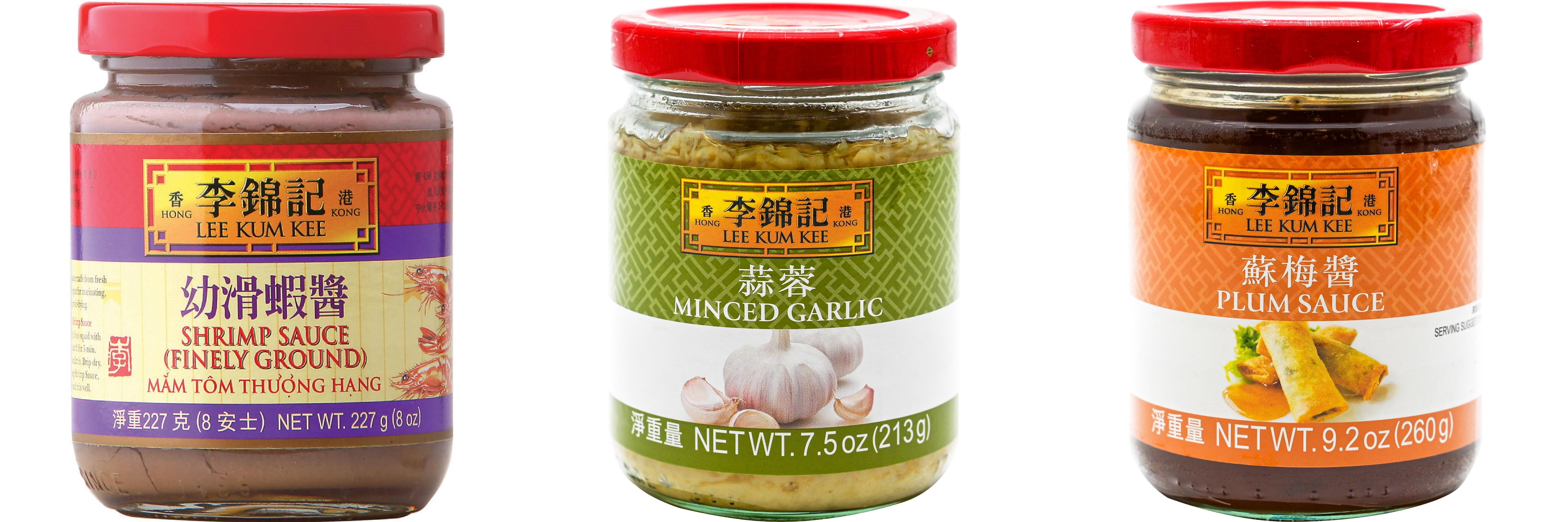 NineChef Brand Spoon Plus 3 Pack Lee Kum Kee Cooking Sauce, 3 Flavors(Finely Shrimp,Minced Garlic Sauce,Plum Sauce)