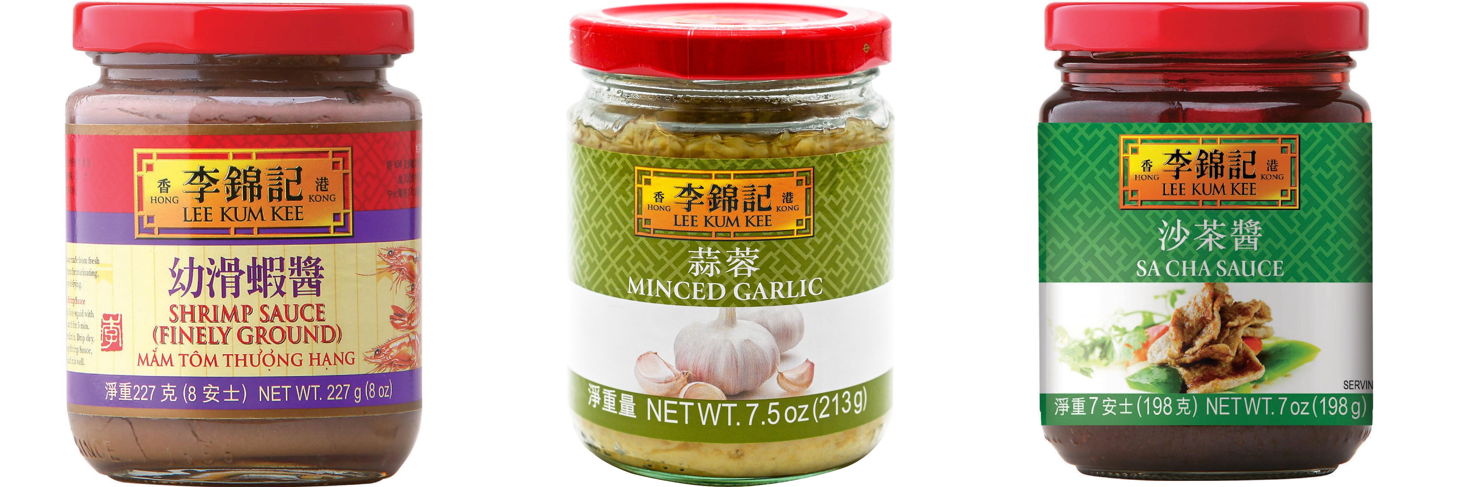 NineChef Brand Spoon Plus 3 Pack Lee Kum Kee Cooking Sauce, 3 Flavors(Finely Shrimp,Minced Garlic Sauce,Sa Cha Sauce)