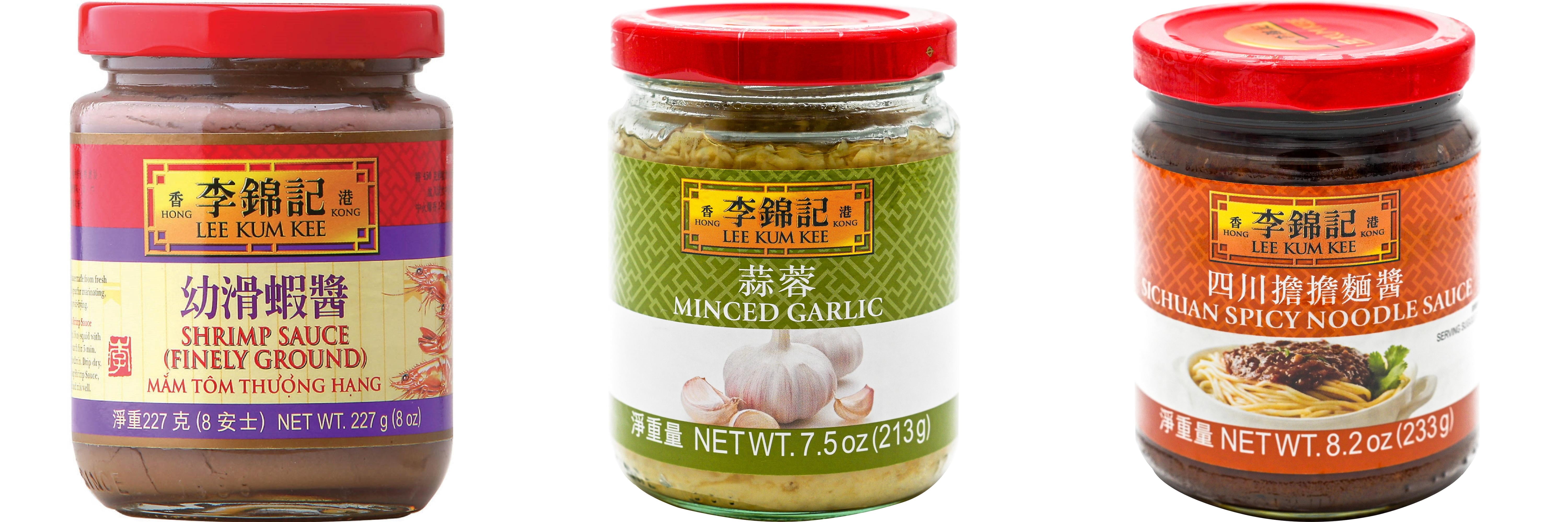 NineChef Brand Spoon Plus 3 Pack Lee Kum Kee Cooking Sauce, 3 Flavors(Finely Shrimp,Minced Garlic Sauce,Sichuan Spicy Noodle Sauce)