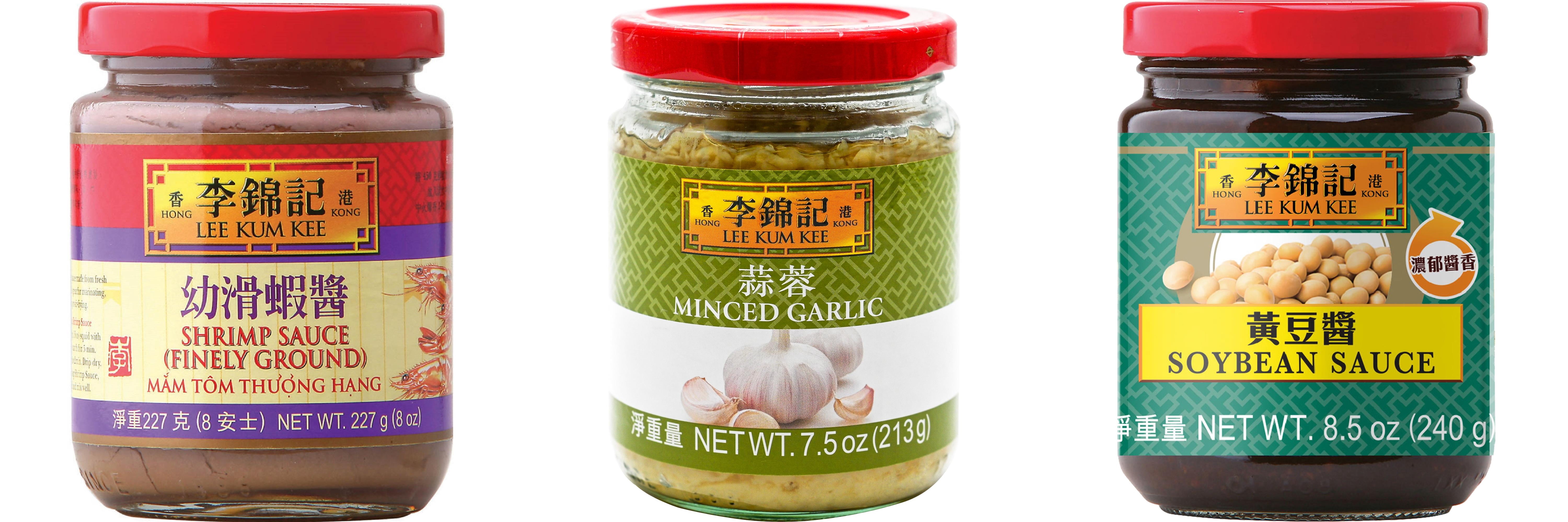 NineChef Brand Spoon Plus 3 Pack Lee Kum Kee Cooking Sauce, 3 Flavors(Finely Shrimp,Minced Garlic Sauce,Soybean Sauce)