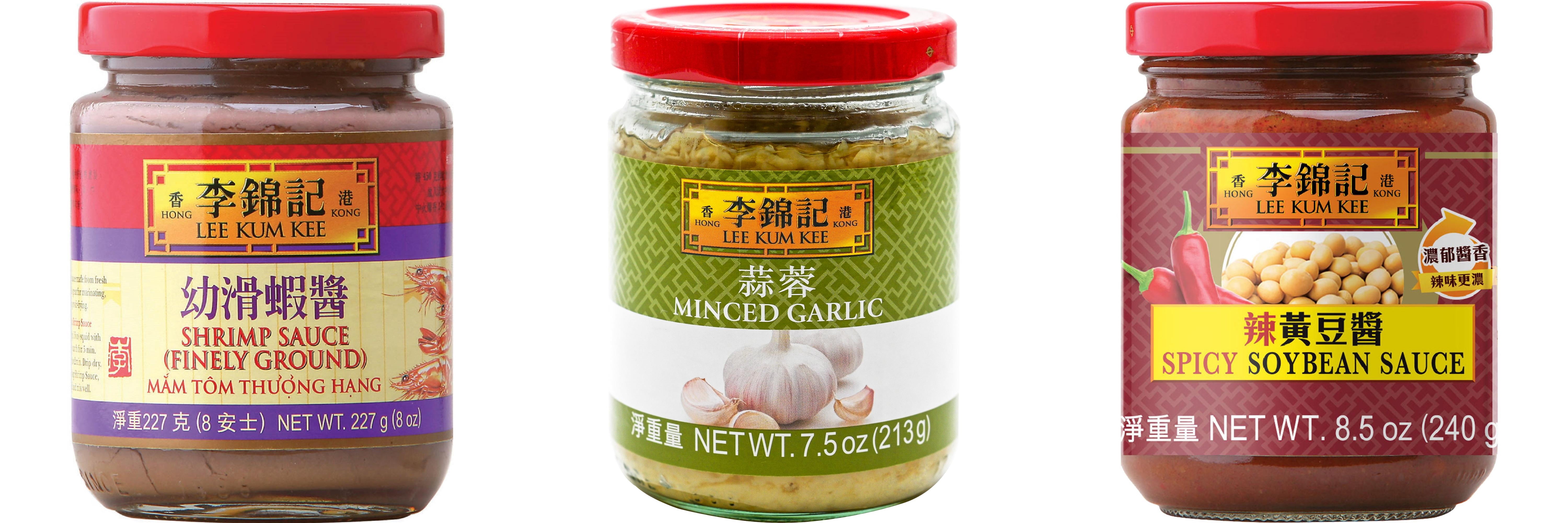 NineChef Brand Spoon Plus 3 Pack Lee Kum Kee Cooking Sauce, 3 Flavors(Finely Shrimp,Minced Garlic Sauce,Spicy Soybean Sauce)