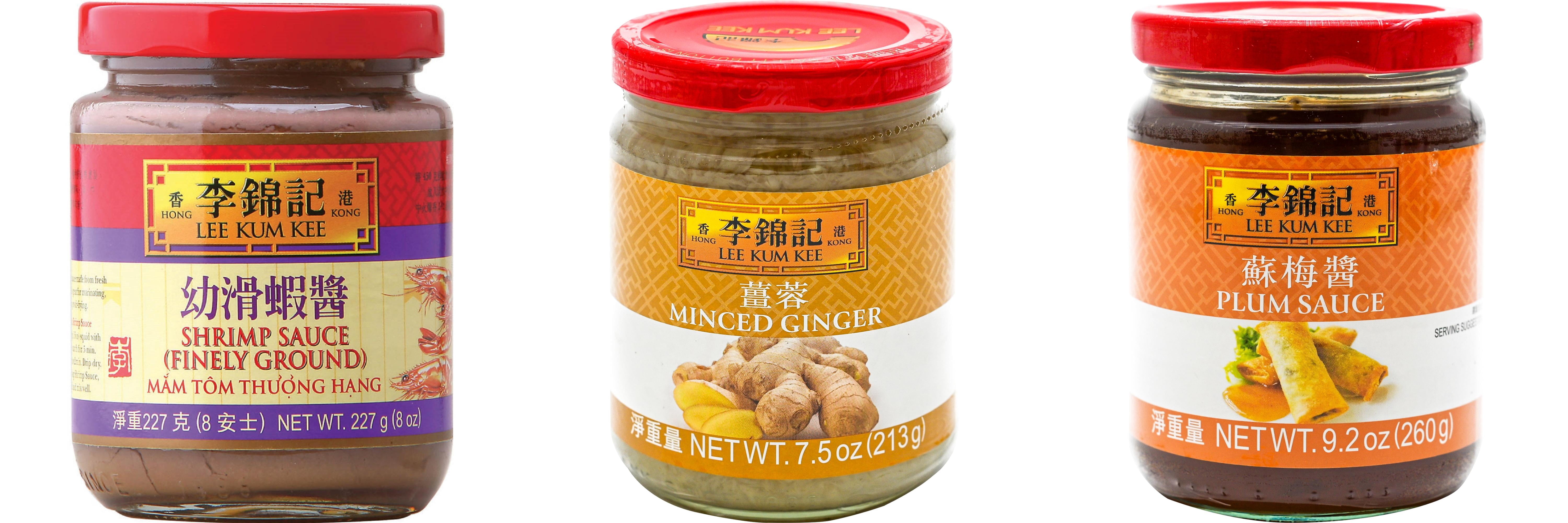 NineChef Brand Spoon Plus 3 Pack Lee Kum Kee Cooking Sauce, 3 Flavors(Finely Shrimp,Minced Ginger Sauce,Plum Sauce)