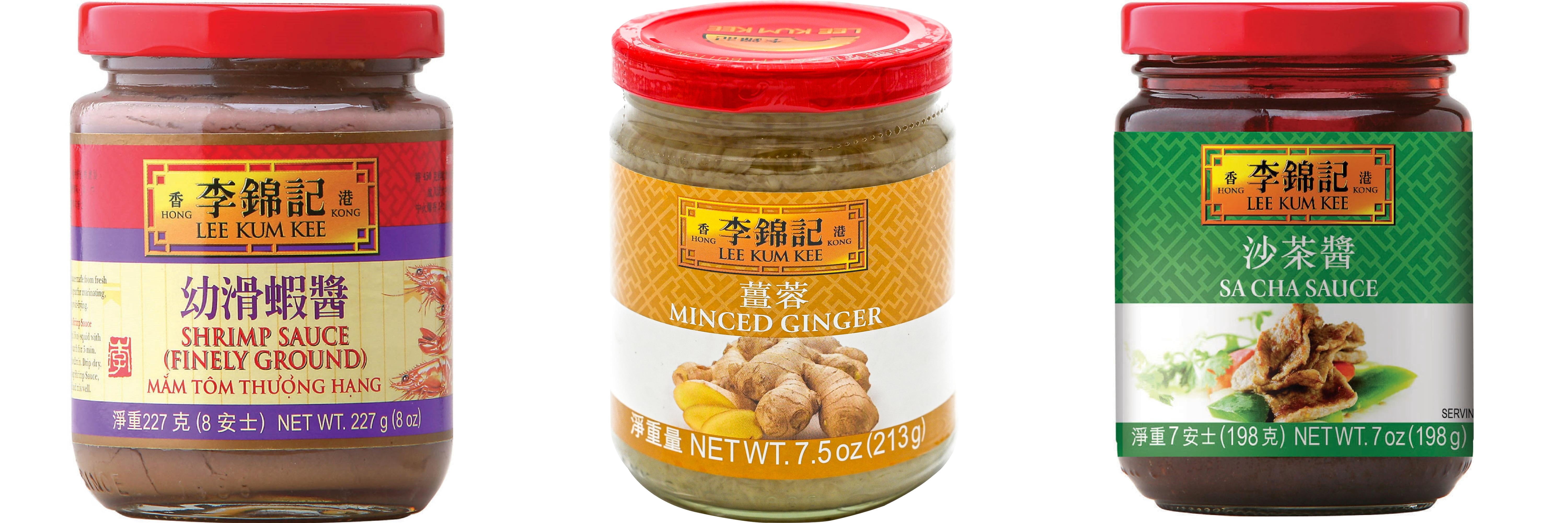 NineChef Brand Spoon Plus 3 Pack Lee Kum Kee Cooking Sauce, 3 Flavors(Finely Shrimp,Minced Ginger Sauce,Sa Cha Sauce)
