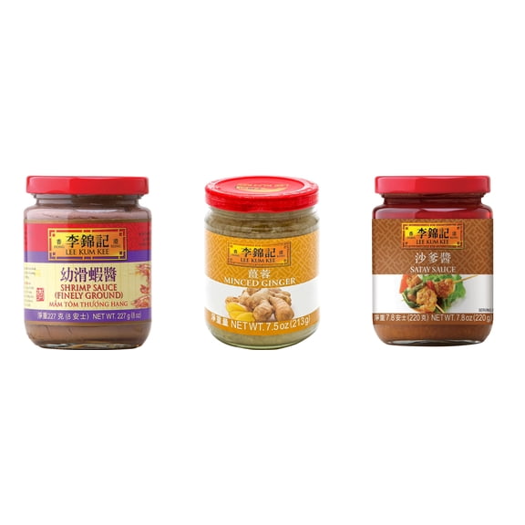 NineChef Brand Spoon Plus 3 Pack Lee Kum Kee Cooking Sauce, 3 Flavors(Finely Shrimp,Minced Ginger Sauce,Satay Sauce)