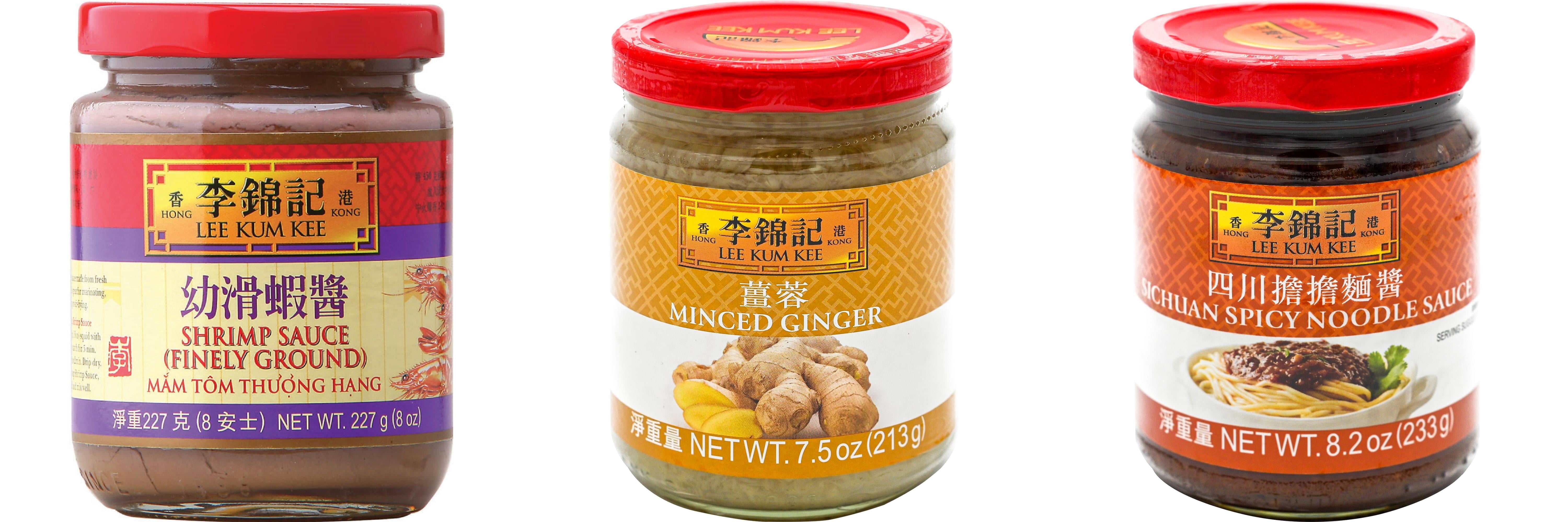 NineChef Brand Spoon Plus 3 Pack Lee Kum Kee Cooking Sauce, 3 Flavors(Finely Shrimp,Minced Ginger Sauce,Sichuan Spicy Noodle Sauce)