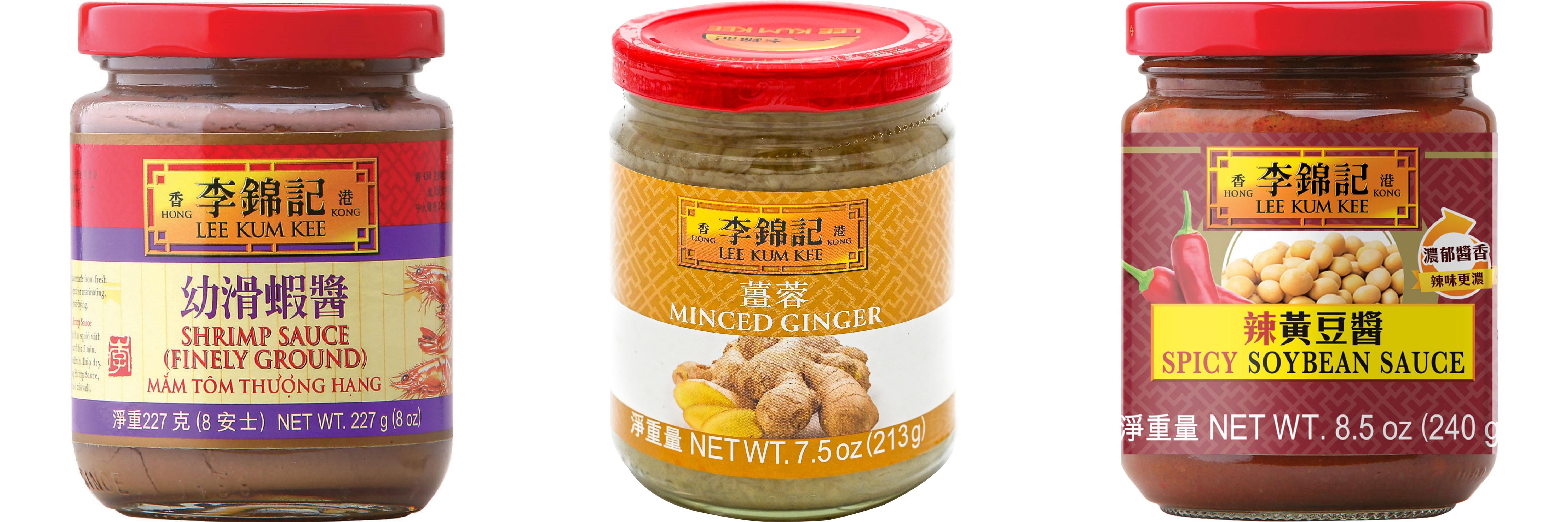 NineChef Brand Spoon Plus 3 Pack Lee Kum Kee Cooking Sauce, 3 Flavors(Finely Shrimp,Minced Ginger Sauce,Spicy Soybean Sauce)