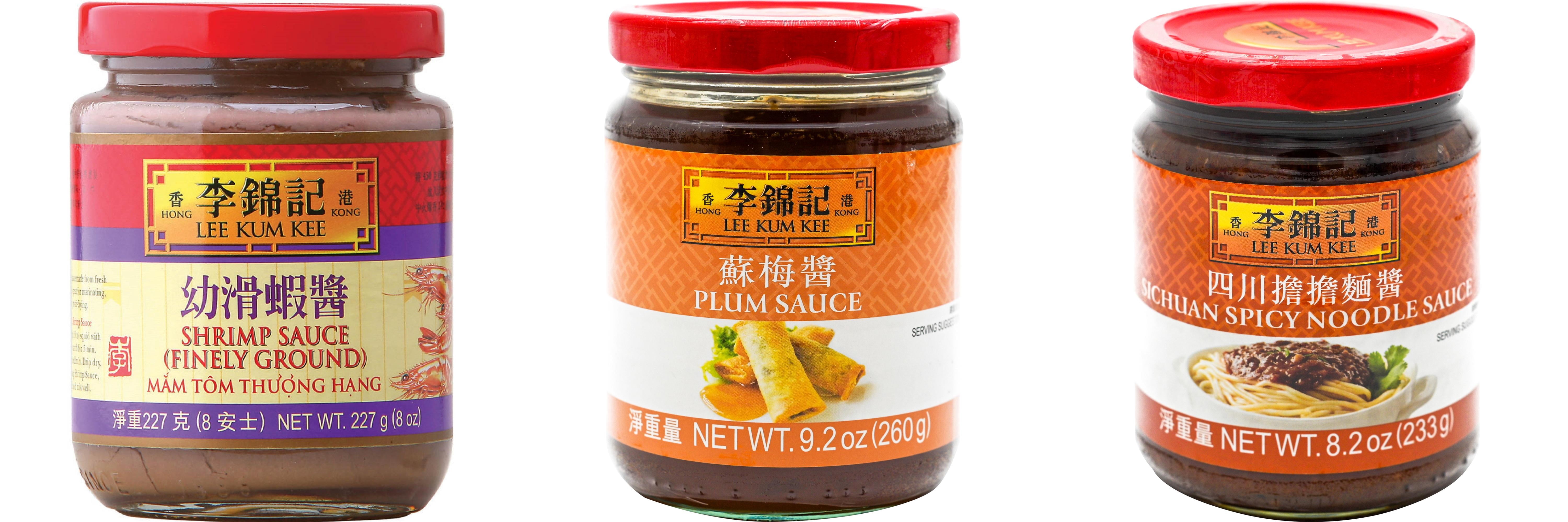 NineChef Brand Spoon Plus 3 Pack Lee Kum Kee Cooking Sauce, 3 Flavors(Finely Shrimp,Plum Sauce,Sichuan Spicy Noodle Sauce)