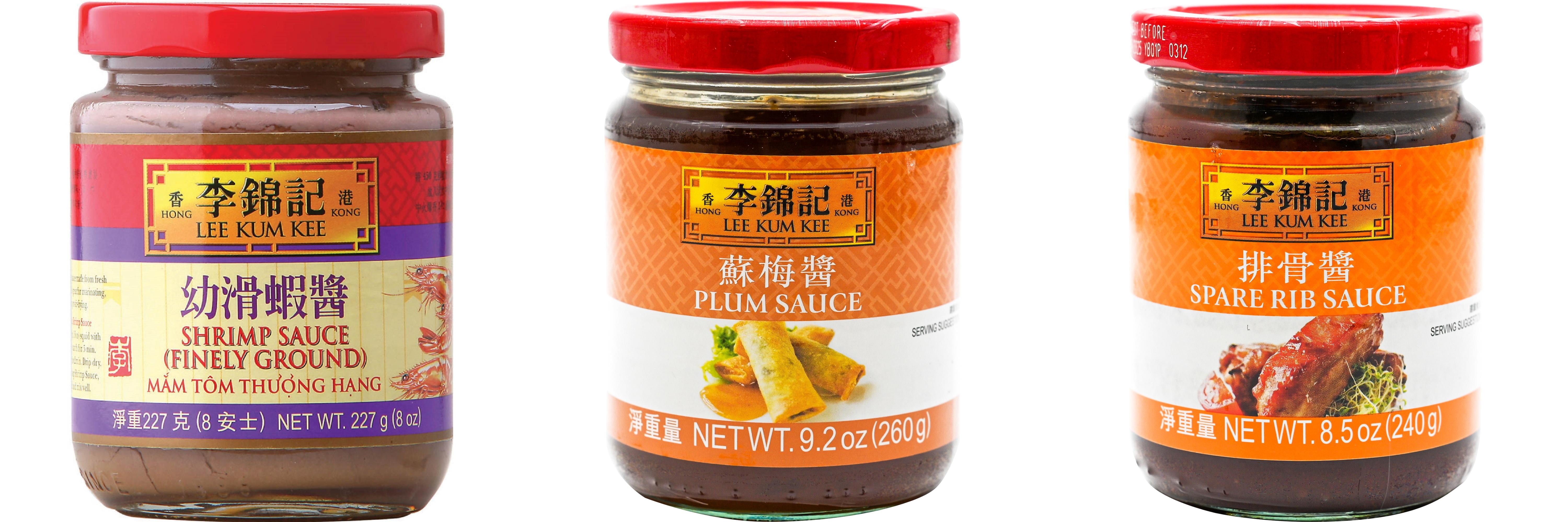 NineChef Brand Spoon Plus 3 Pack Lee Kum Kee Cooking Sauce, 3 Flavors(Finely Shrimp,Plum Sauce,Spare Rib Sauce)