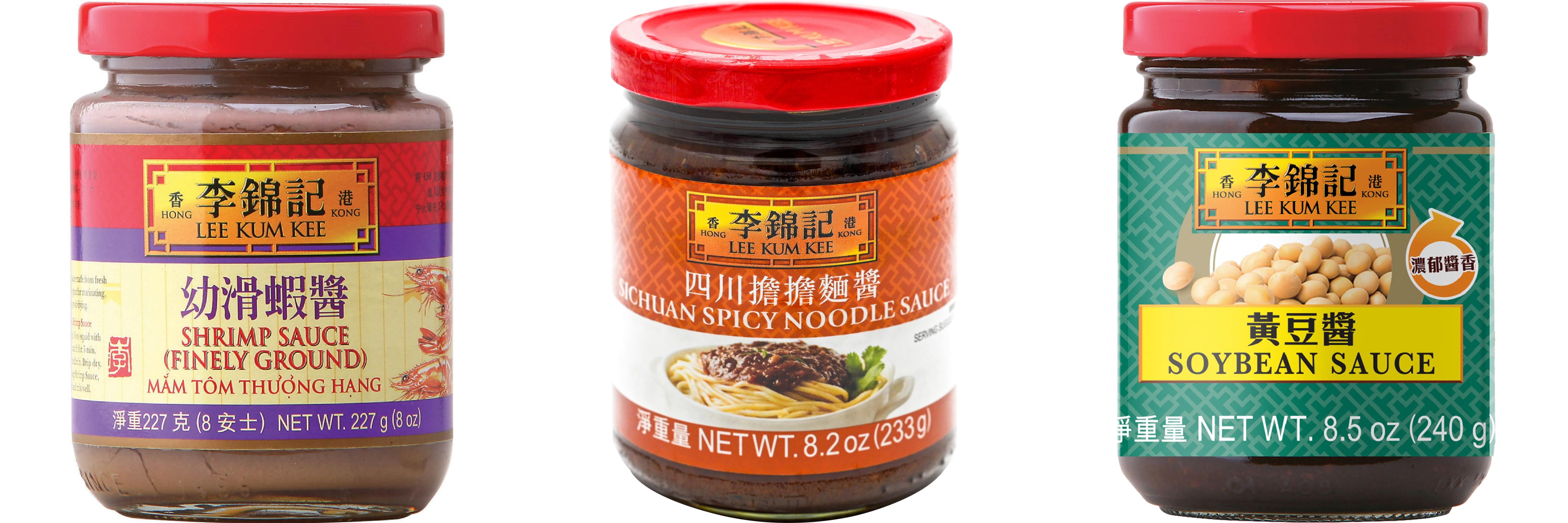 NineChef Brand Spoon Plus 3 Pack Lee Kum Kee Cooking Sauce, 3 Flavors(Finely Shrimp,Sichuan Spicy Noodle Sauce,Soybean Sauce)