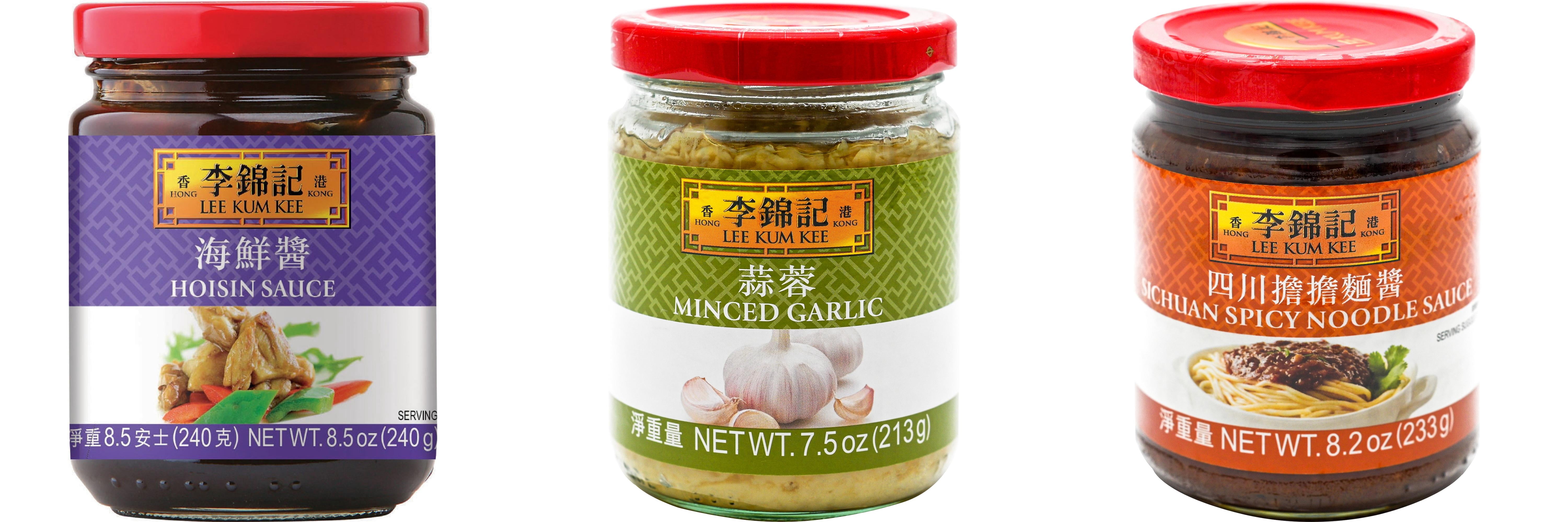 NineChef Brand Spoon Plus 3 Pack Lee Kum Kee Cooking Sauce, 3 Flavors(Hoisin Sauce,Minced Garlic Sauce,Sichuan Spicy Noodle Sauce)