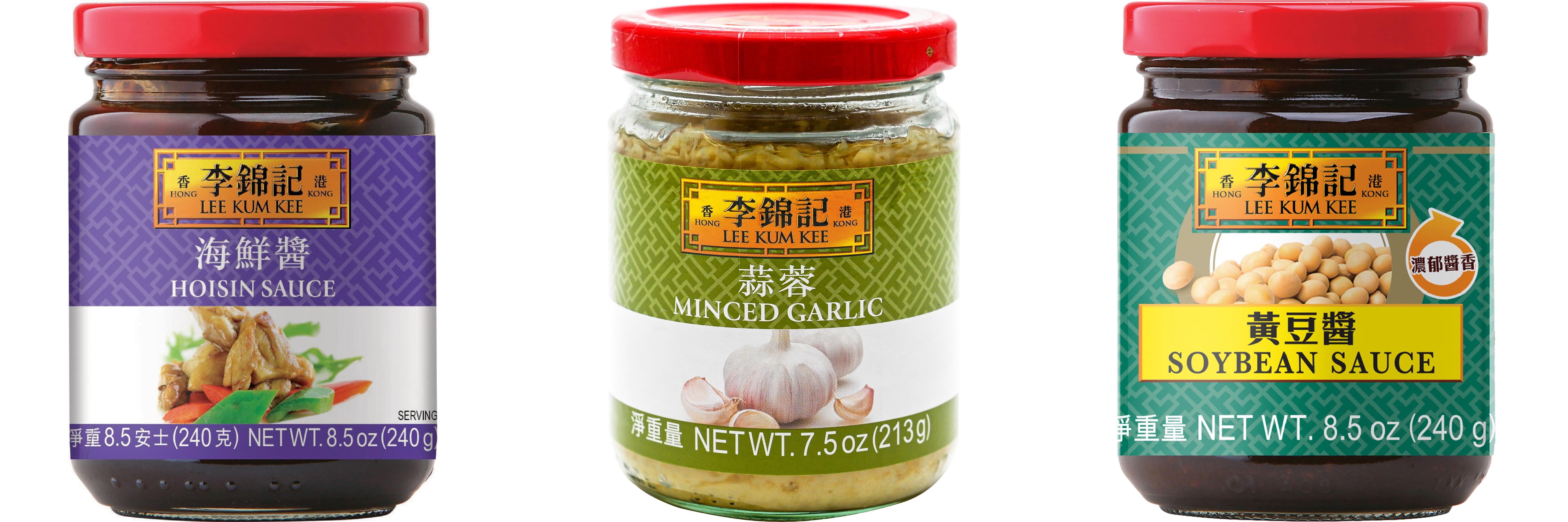 NineChef Brand Spoon Plus 3 Pack Lee Kum Kee Cooking Sauce, 3 Flavors(Hoisin Sauce,Minced Garlic Sauce,Soybean Sauce)