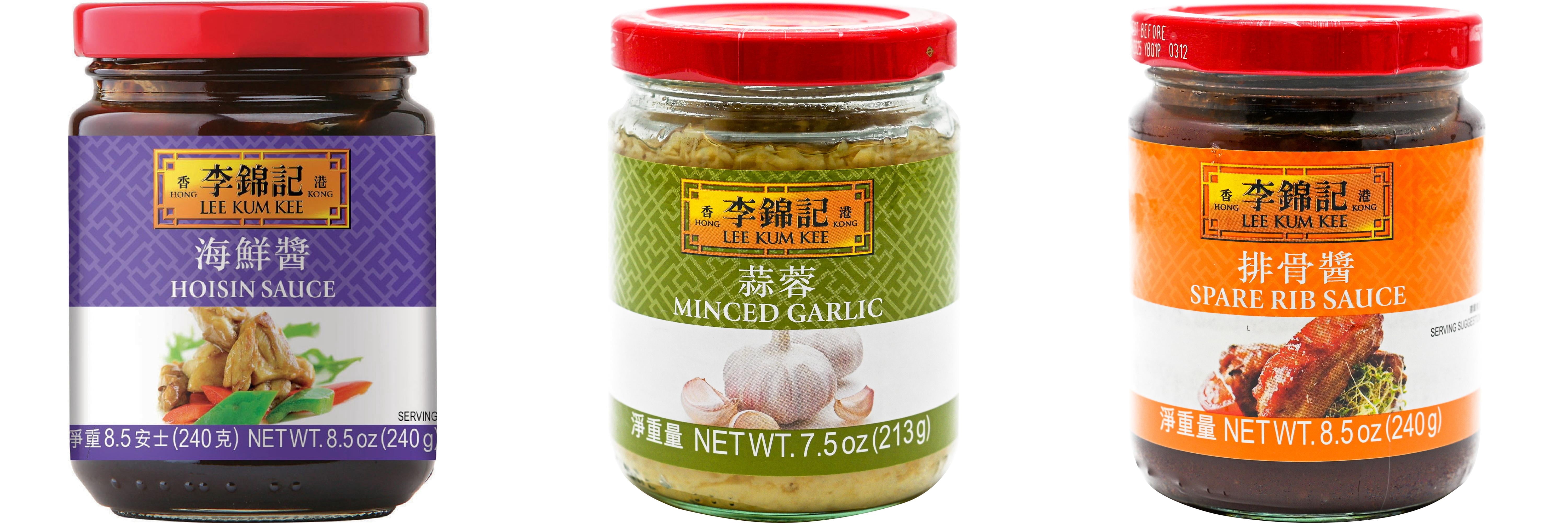 NineChef Brand Spoon Plus 3 Pack Lee Kum Kee Cooking Sauce, 3 Flavors(Hoisin Sauce,Minced Garlic Sauce,Spare Rib Sauce)
