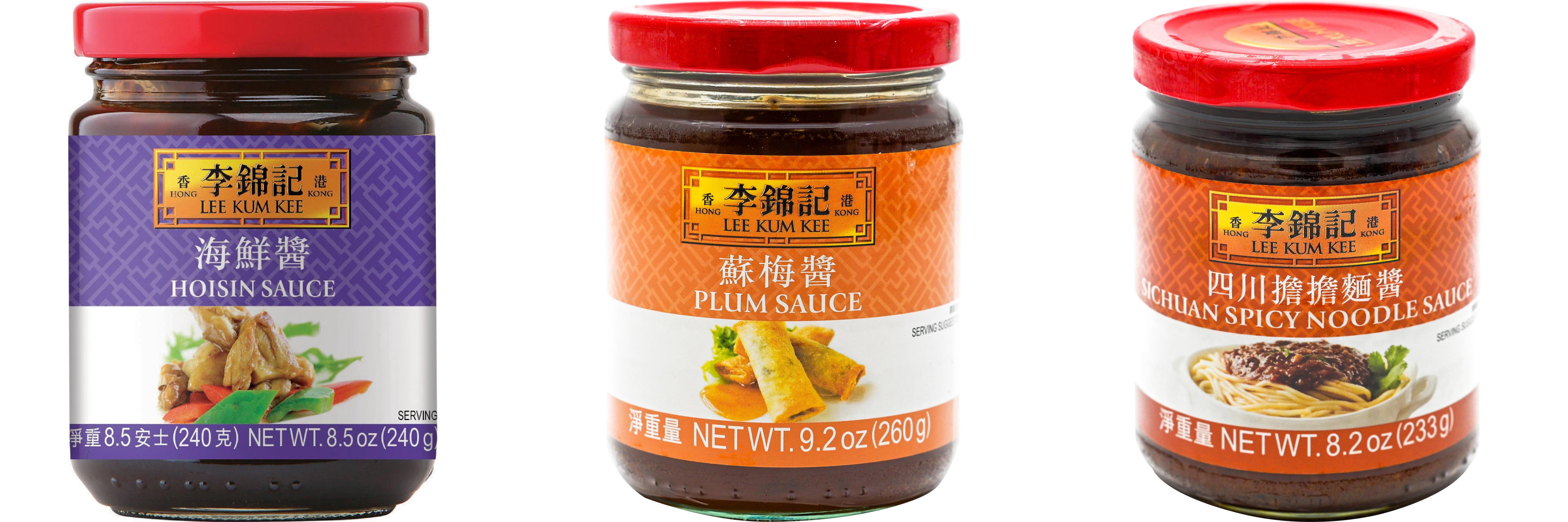 NineChef Brand Spoon Plus 3 Pack Lee Kum Kee Cooking Sauce, 3 Flavors(Hoisin Sauce,Plum Sauce,Sichuan Spicy Noodle Sauce)