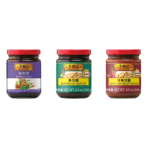 NineChef Brand Spoon Plus 3 Pack Lee Kum Kee Cooking Sauce, 3 Flavors(Hoisin Sauce,Soybean Sauce,Spicy Soybean Sauce)